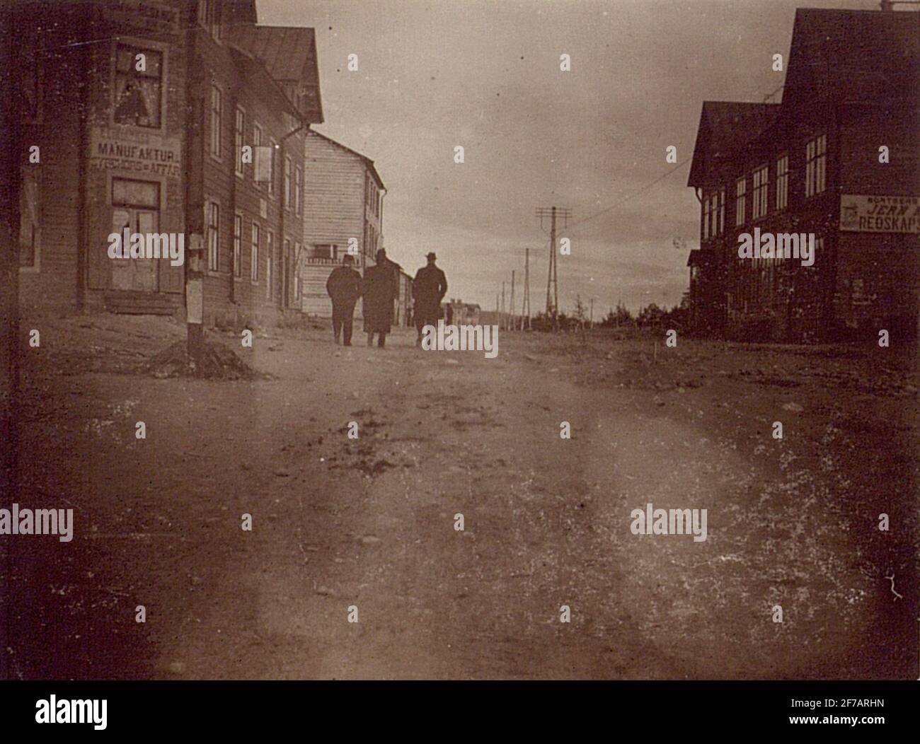 Reti e stazioni telefoniche di Gellivare. La fine del secolo 1900. Via in gelivare. Foto Stock