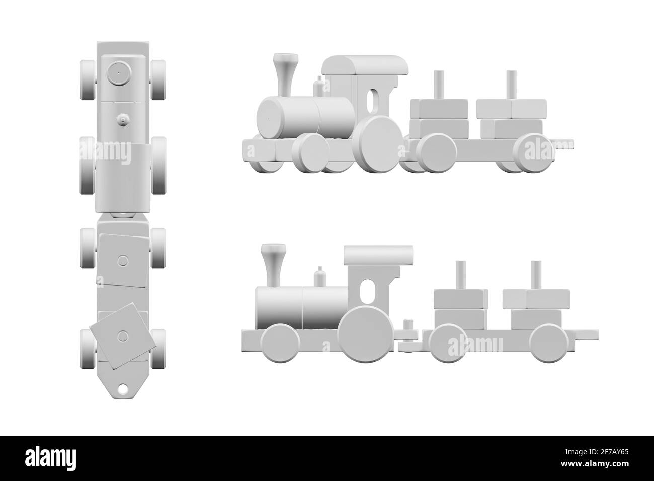 Giocattolo locomotiva mockup isolato su sfondo bianco - 3D rendering Foto Stock