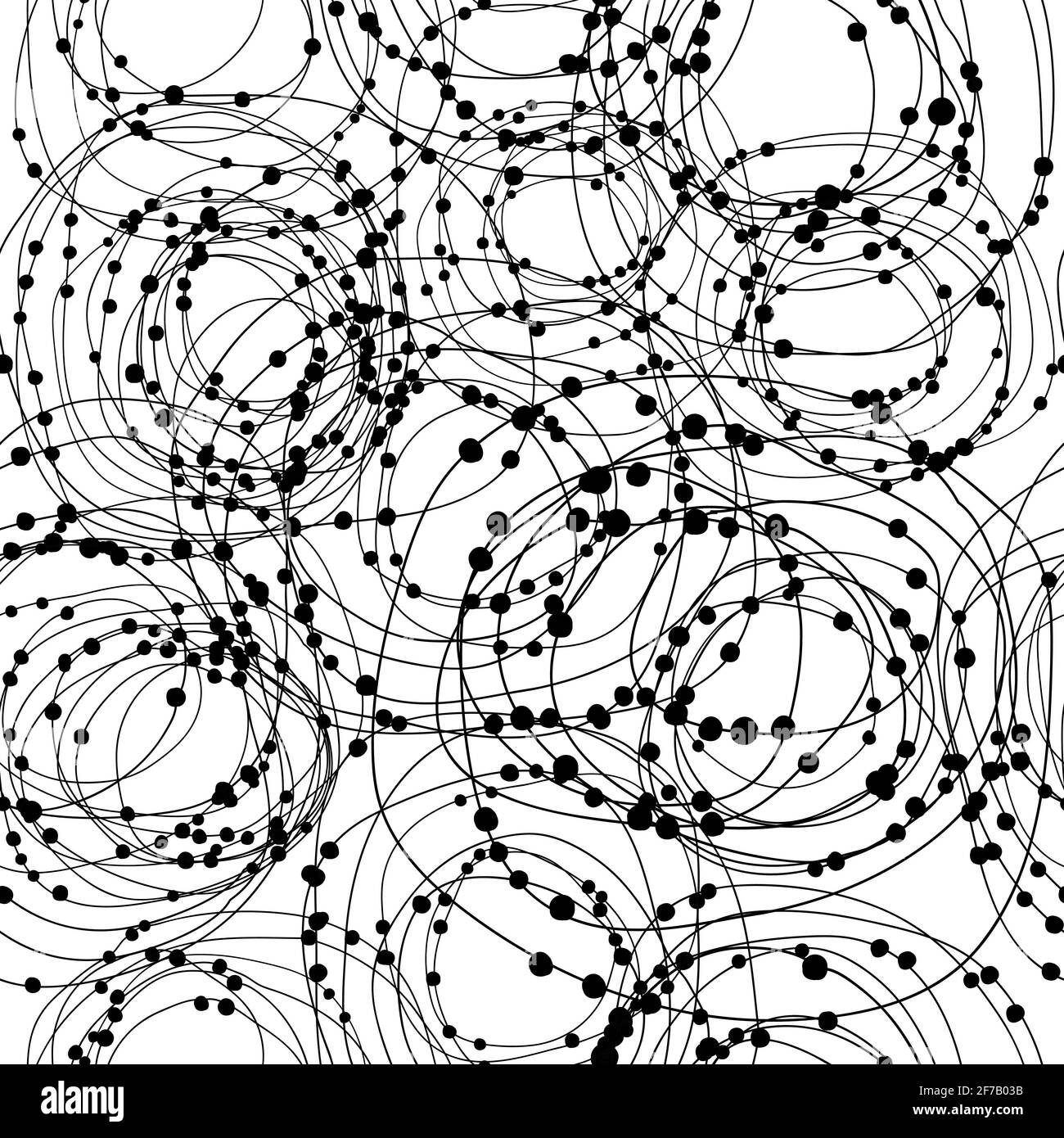 Sfondo astratto di rete fatto di doodle cerchi con punti Illustrazione Vettoriale