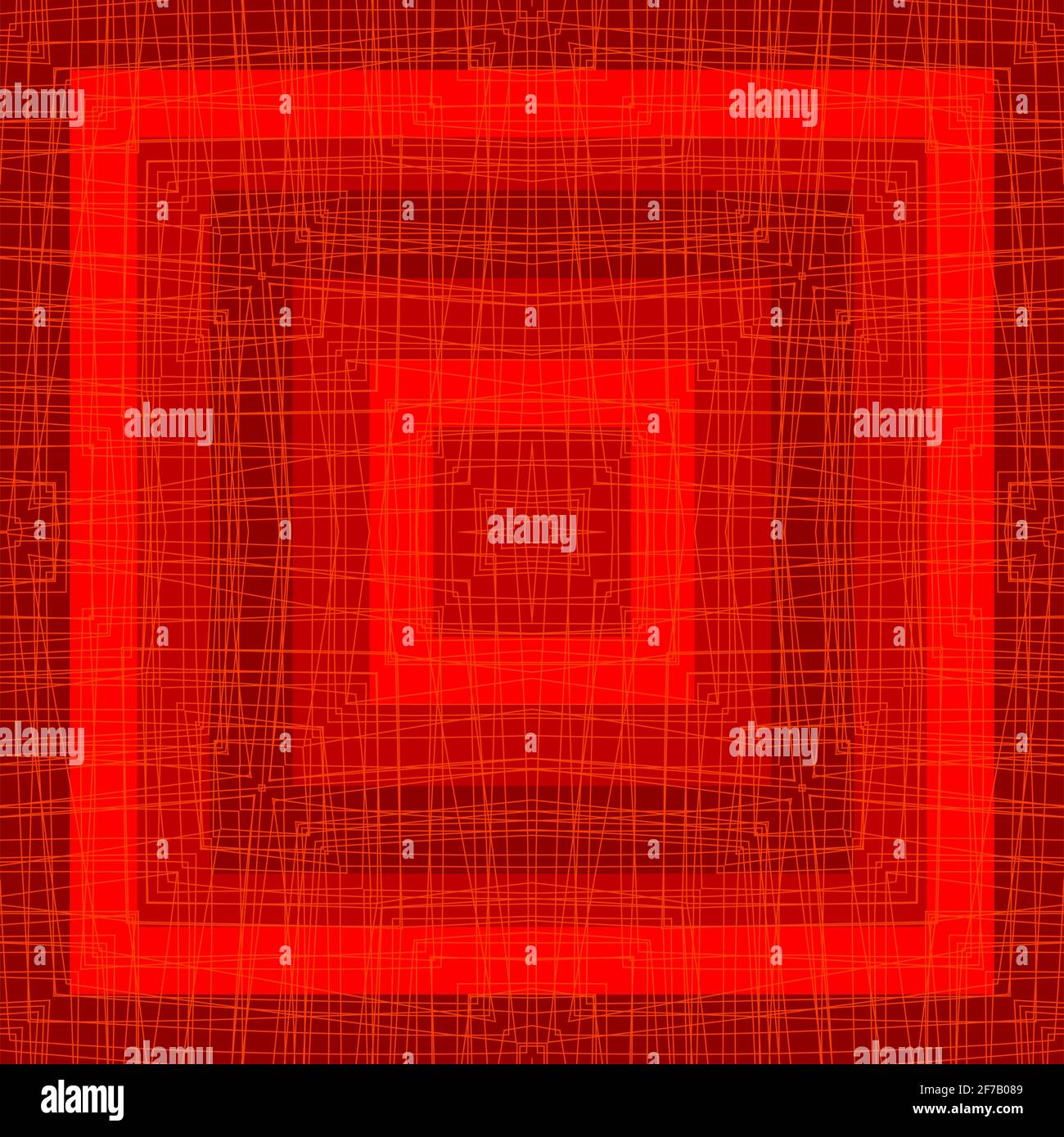 Sfondo geometrico con quadratini rossi e motivi filettatura Illustrazione Vettoriale