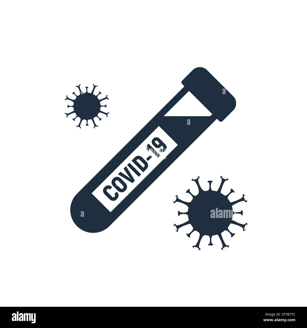 Icona vettore test pcr Covid. Corona virus covid19 test in provetta laboratorio medico Illustrazione Vettoriale