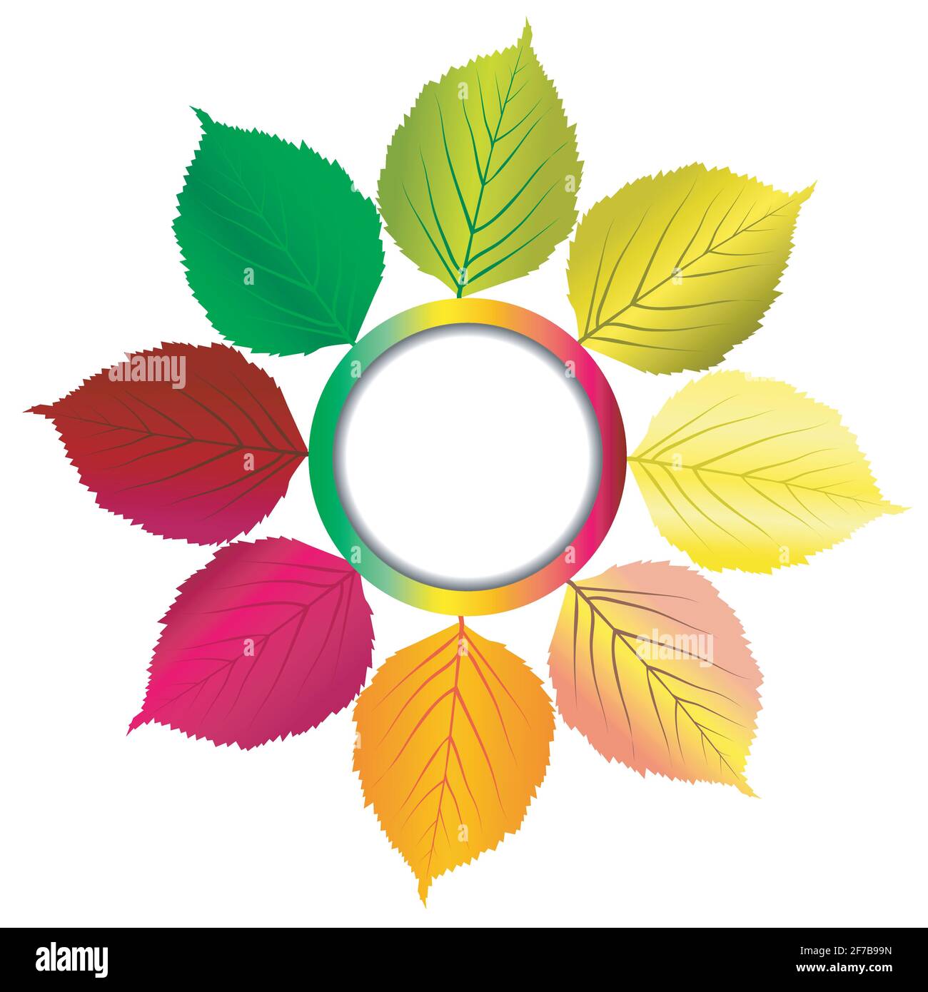 Autunno sfondo con cornice rotonda e foglie Illustrazione Vettoriale