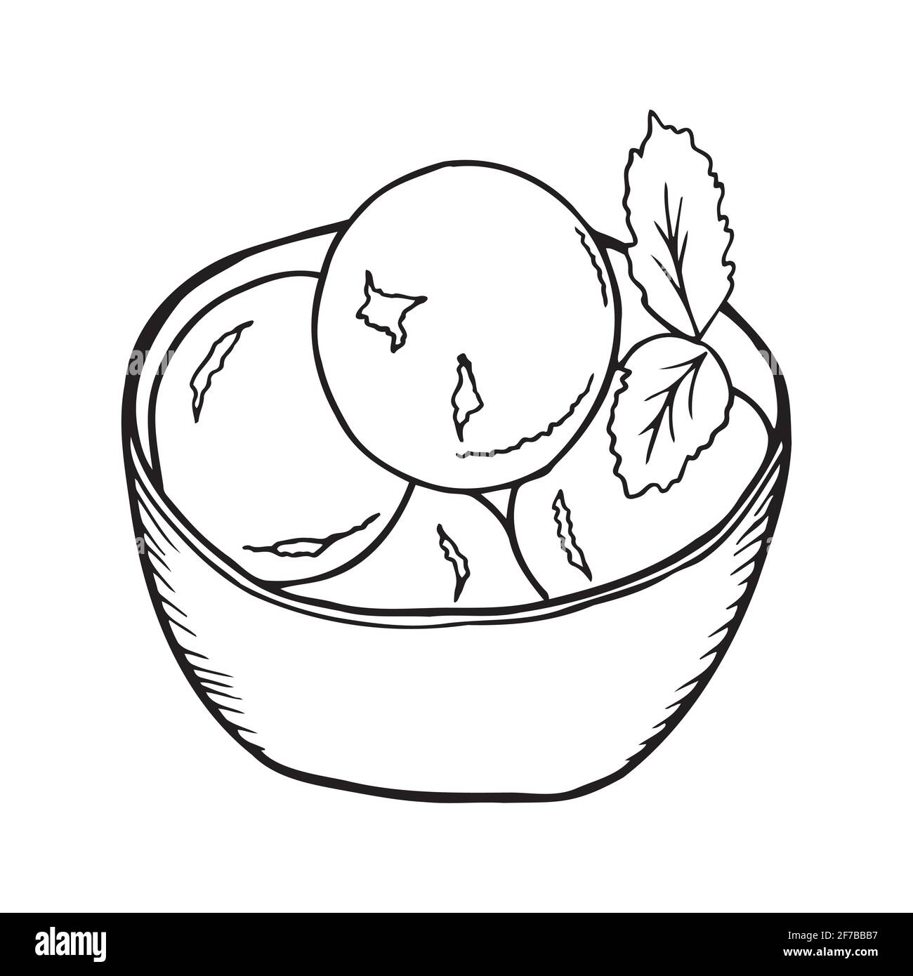 Vettore sorbetto di vino Rioja disegnato a mano. Dessert spagnolo. Design elemento di schizzo per menu cafè, bistrot, ristorante, panetteria, etichetta e imballaggio. Illustrazione Vettoriale