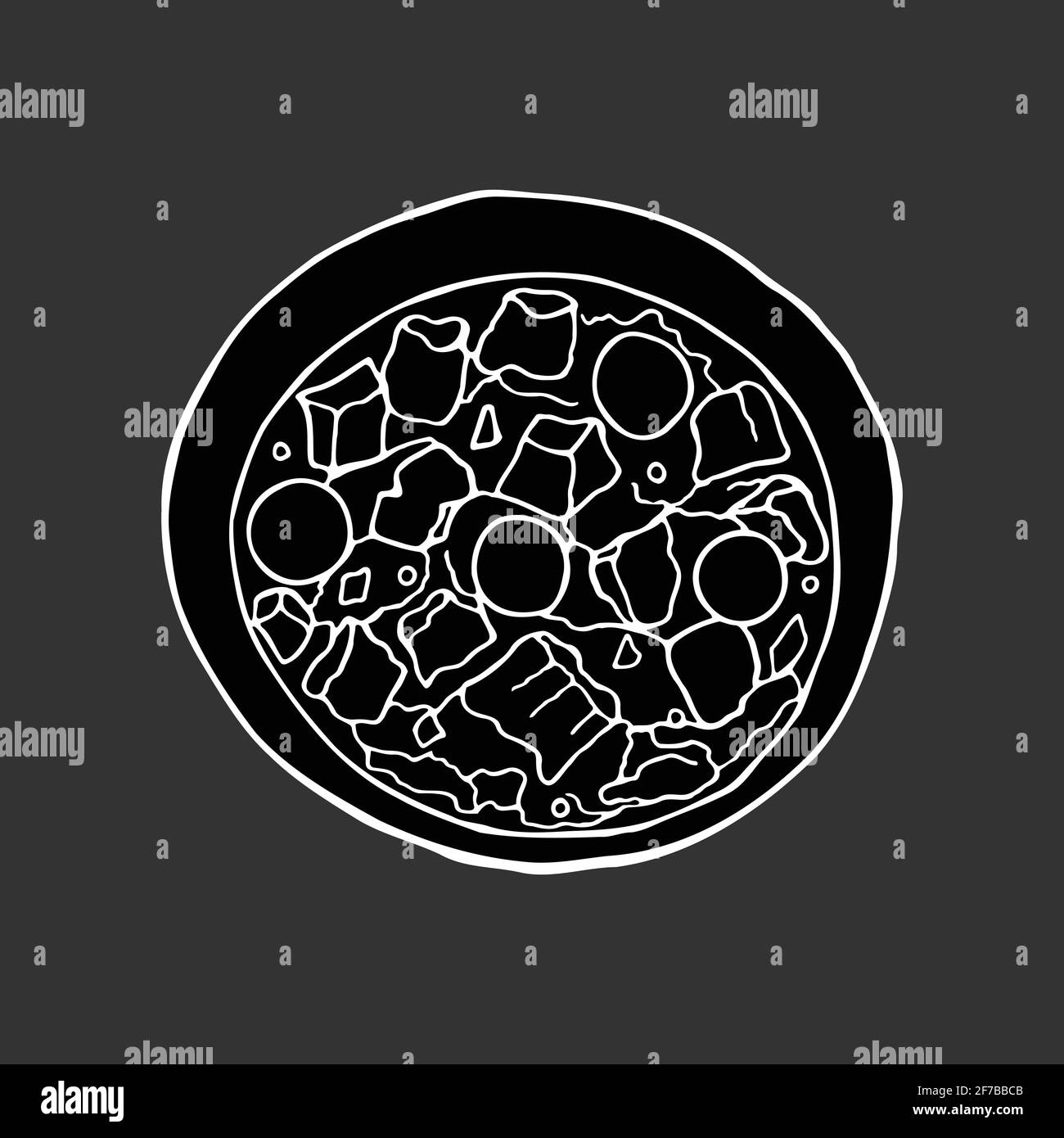 Migas vettoriali disegnate a mano. Piatto di cucina spagnola. Design elemento di schizzo per menu cafè, bistrot, ristorante, etichetta e imballaggio. Illustrazione Illustrazione Vettoriale
