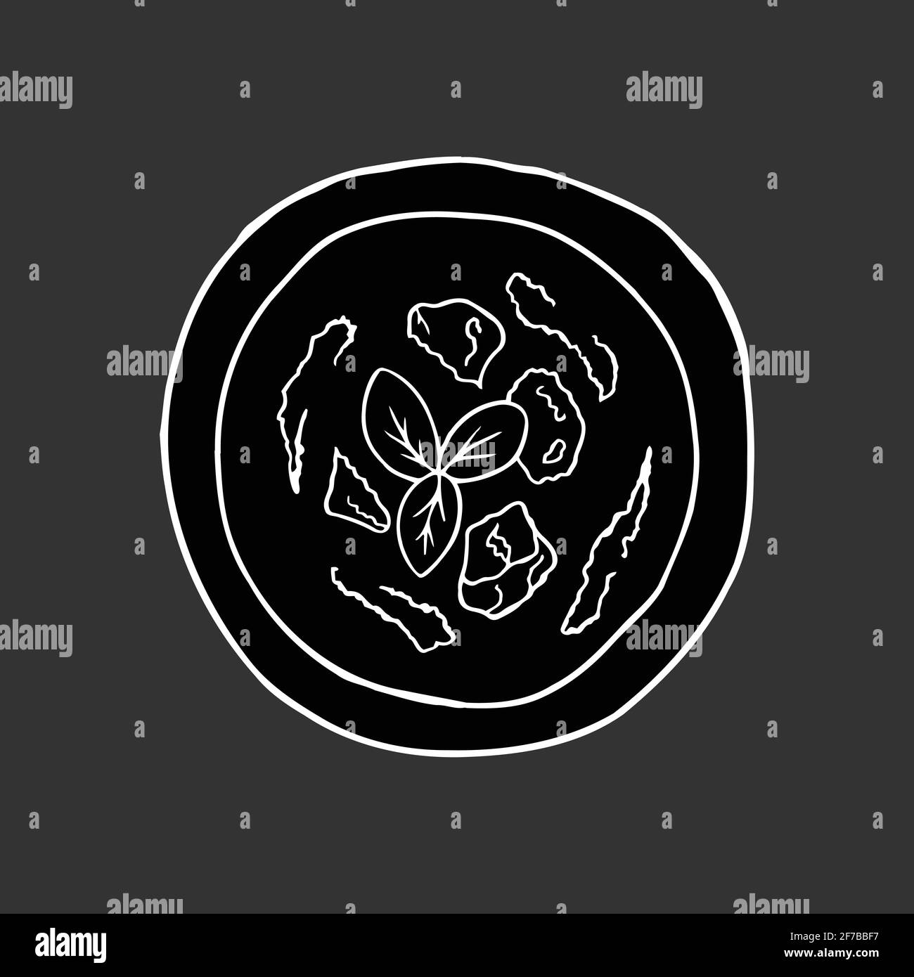 Gazpacho vettoriale disegnato a mano. Piatto di cucina spagnola. Design elemento di schizzo per menu cafè, bistrot, ristorante, panetteria, etichetta e imballaggio. Illustrazione Illustrazione Vettoriale