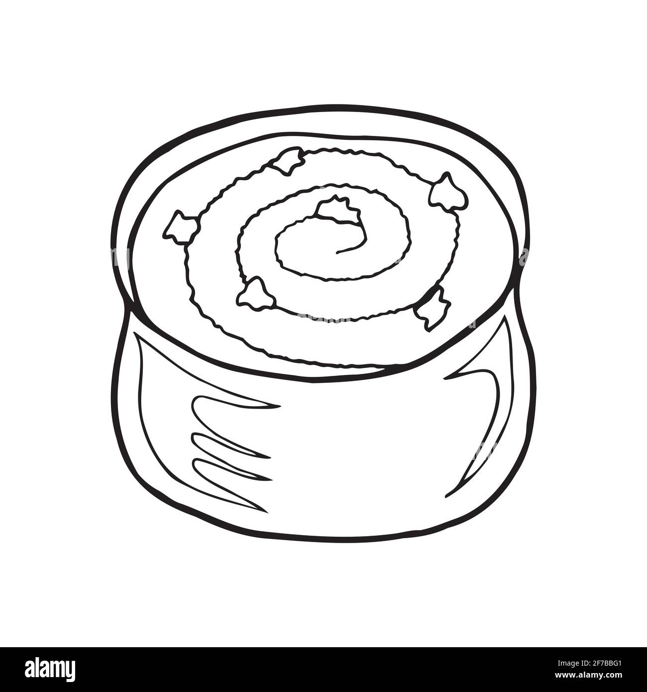 Vector crema di mandorle disegnate a mano bienmesabe. Dessert spagnolo. Design elemento di schizzo per menu cafè, bistrot, ristorante, panetteria, etichetta e imballaggio. Illustrazione Vettoriale