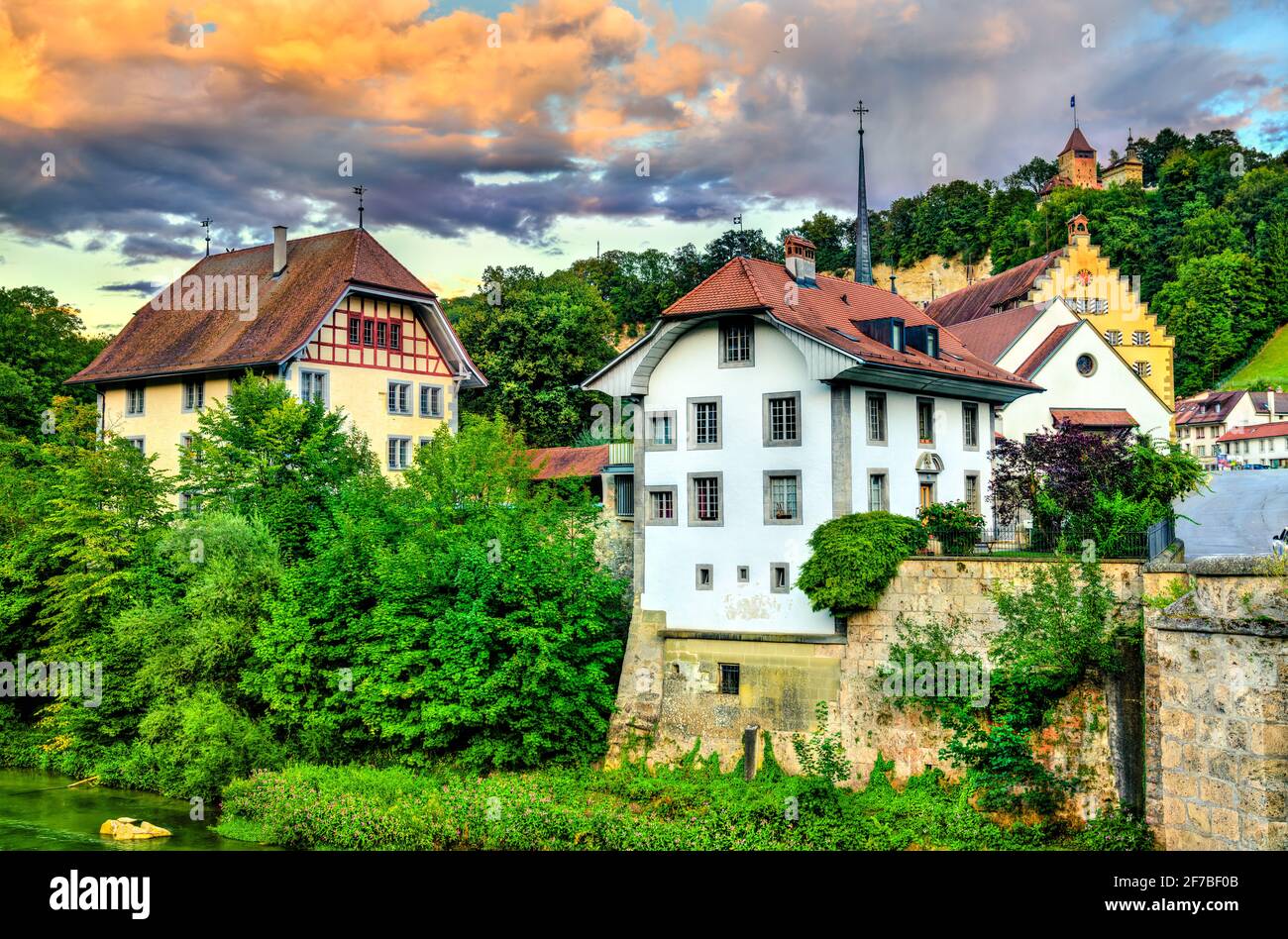 Paesaggio urbano di Friburgo in Svizzera Foto Stock