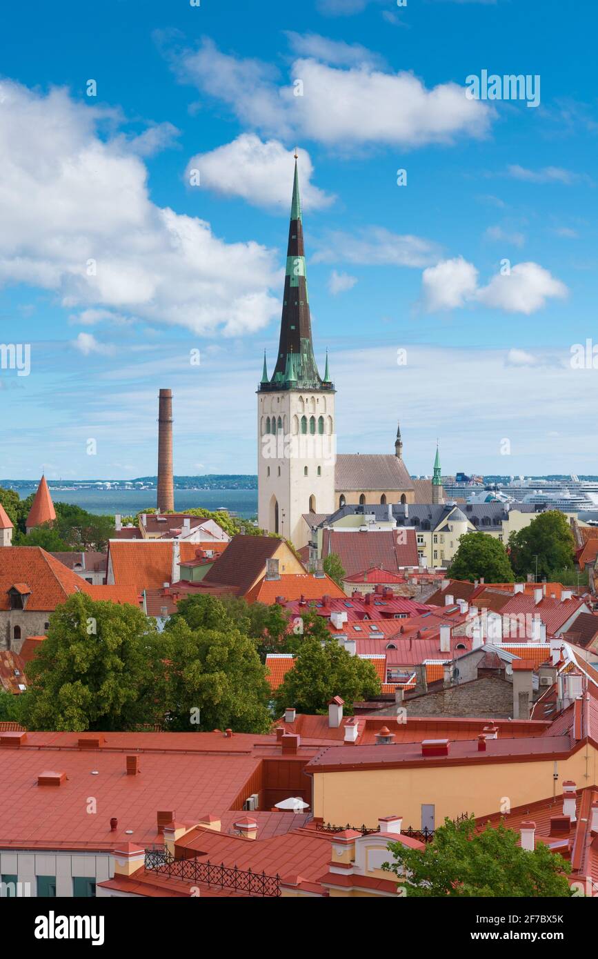 Vista dall'alto su Tallinn, capitale dell'Estonia Foto Stock
