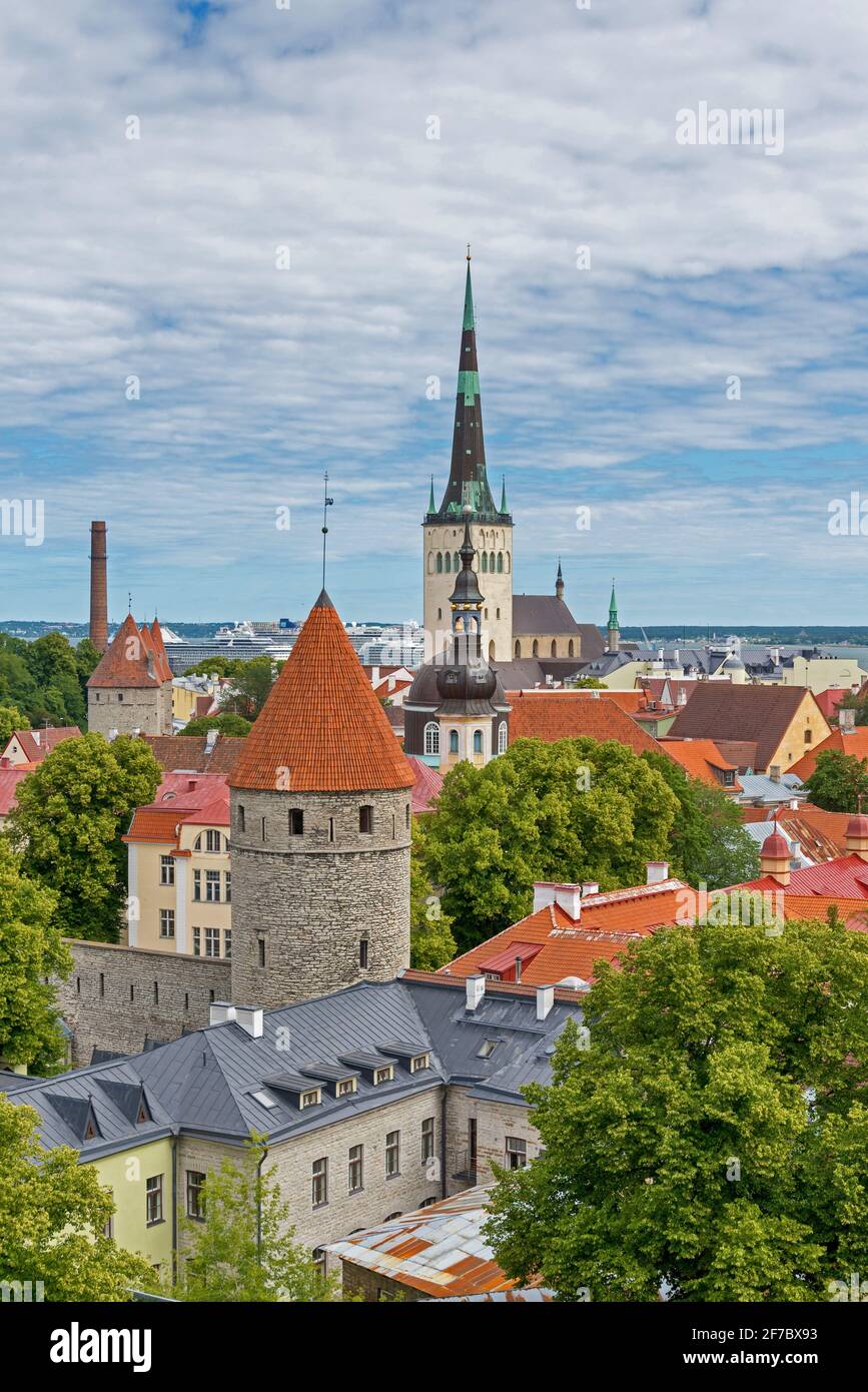 Vista dall'alto su Tallinn, capitale dell'Estonia Foto Stock