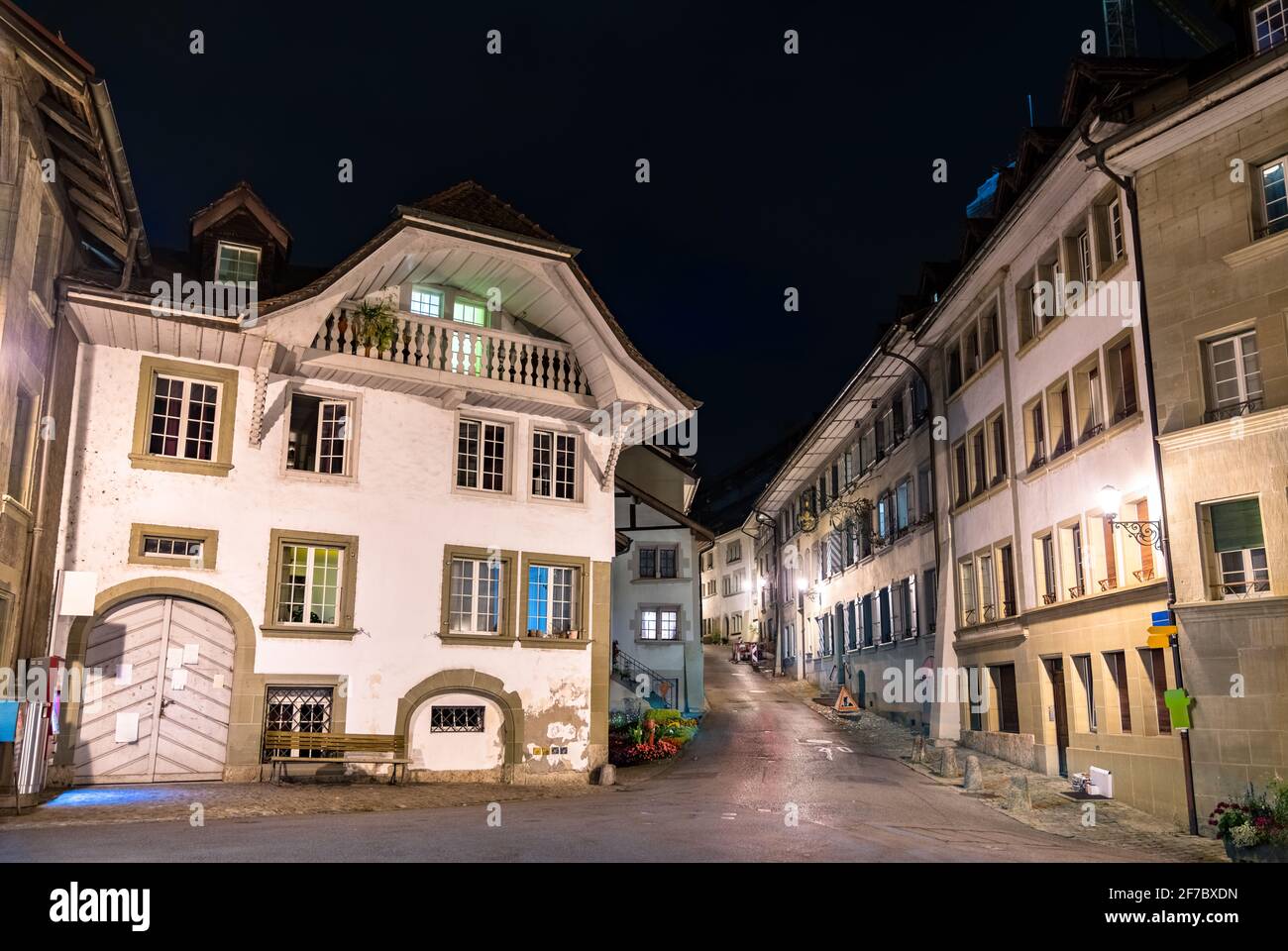 Architettura di Friburgo in Svizzera Foto Stock