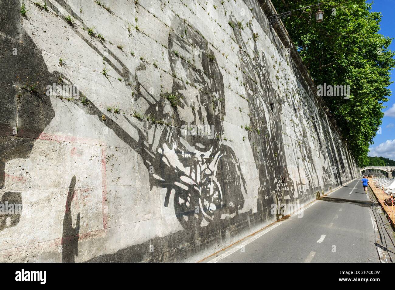 William Kentridge, artista, Lungotevere, River, Tevere, Roma, Lazio, Italia, Europa Foto Stock