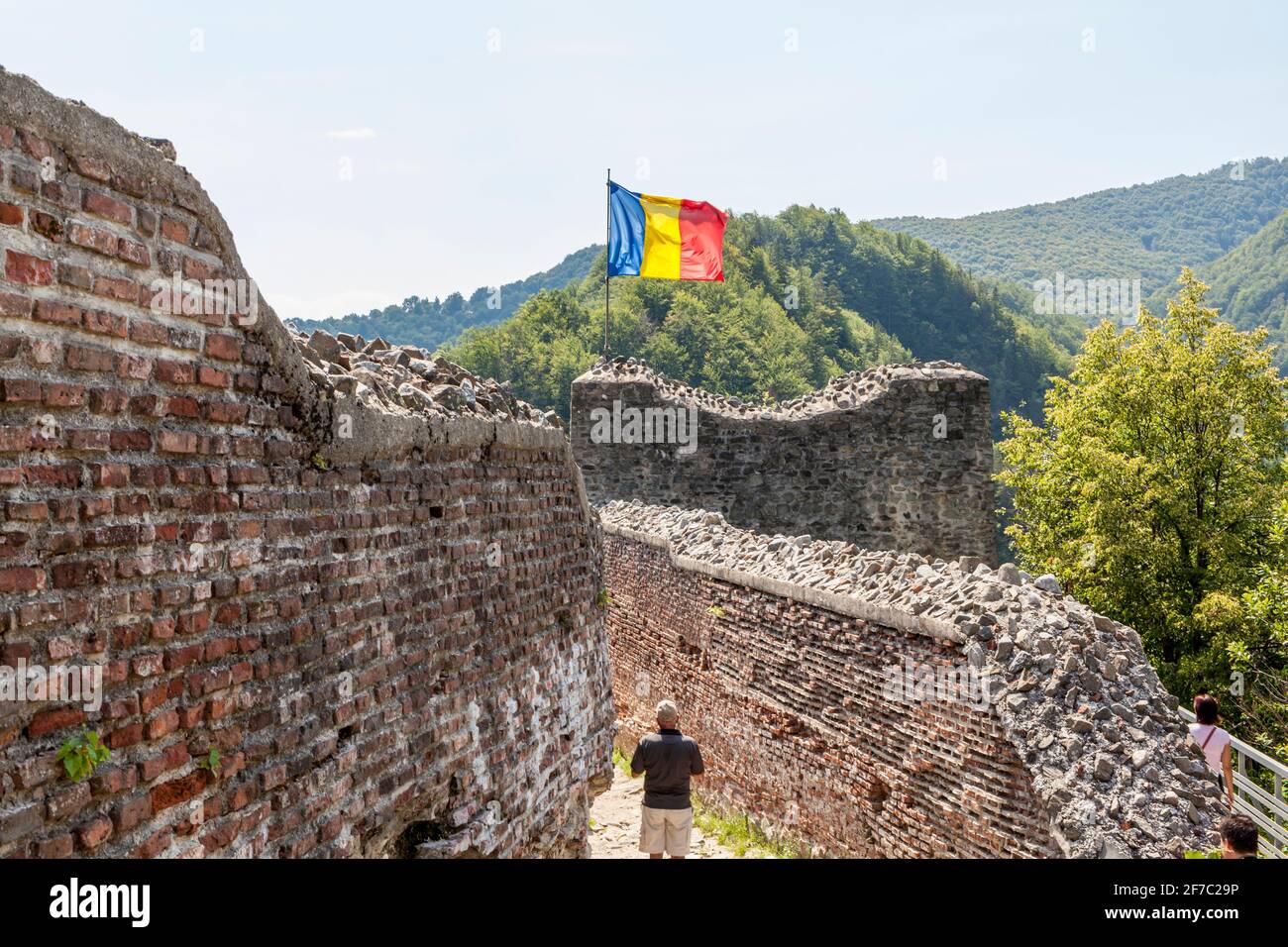 Castello di Poenari, la fortezza di Vlad l'Impalatore, nella provincia di Wallachia, vicino alla Transilvania, Romania Foto Stock