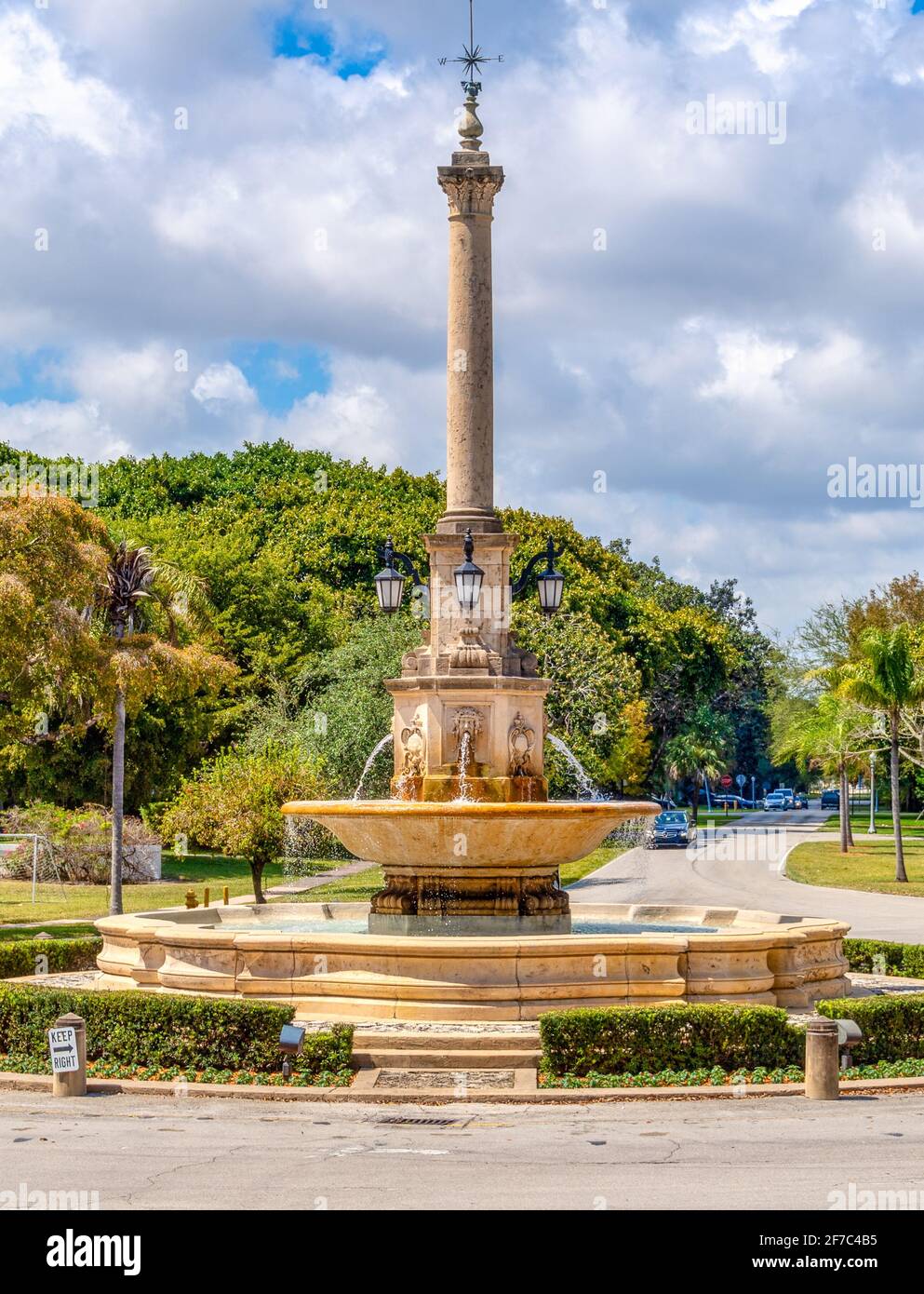 De Soto Fountain, Coral Gables, Florida, Stati Uniti Foto Stock