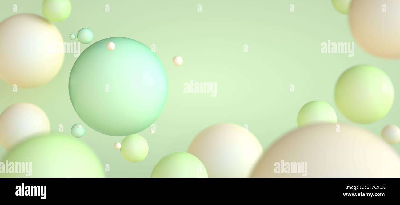 Sfondo astratto di palline o sfere in colori pastello. Illustrazione 3D Foto Stock
