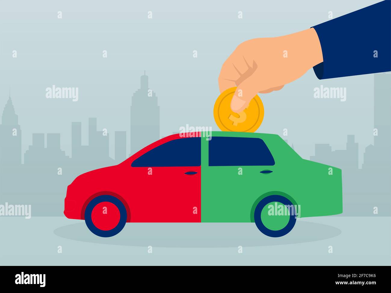 Concetto di risparmio auto ecologica elettrica Foto Stock