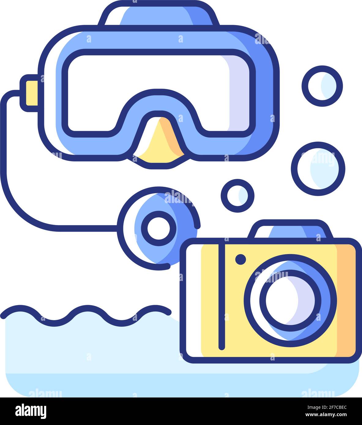 Fotografia subacquea icona colore RGB Illustrazione Vettoriale