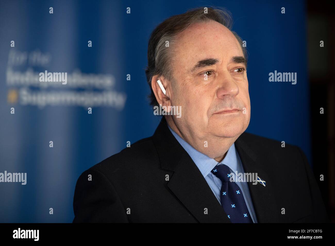 Aberdeenshire, Scozia, Regno Unito. 6 Apr 2021. NELLA FOTO: IL leader del partito ALBA e l'ex primo ministro Alex Salmond lanciano giovedì 6 maggio la campagna nazionale DI ALBA per le elezioni del Parlamento scozzese. Salmond presenterà la "strada dell'indipendenza" nell'anniversario della dichiarazione di Arbroath del 1320 e annuncerà una nuova "dichiarazione per la Scozia". Credit: Colin Fisher/Alamy Live News Foto Stock