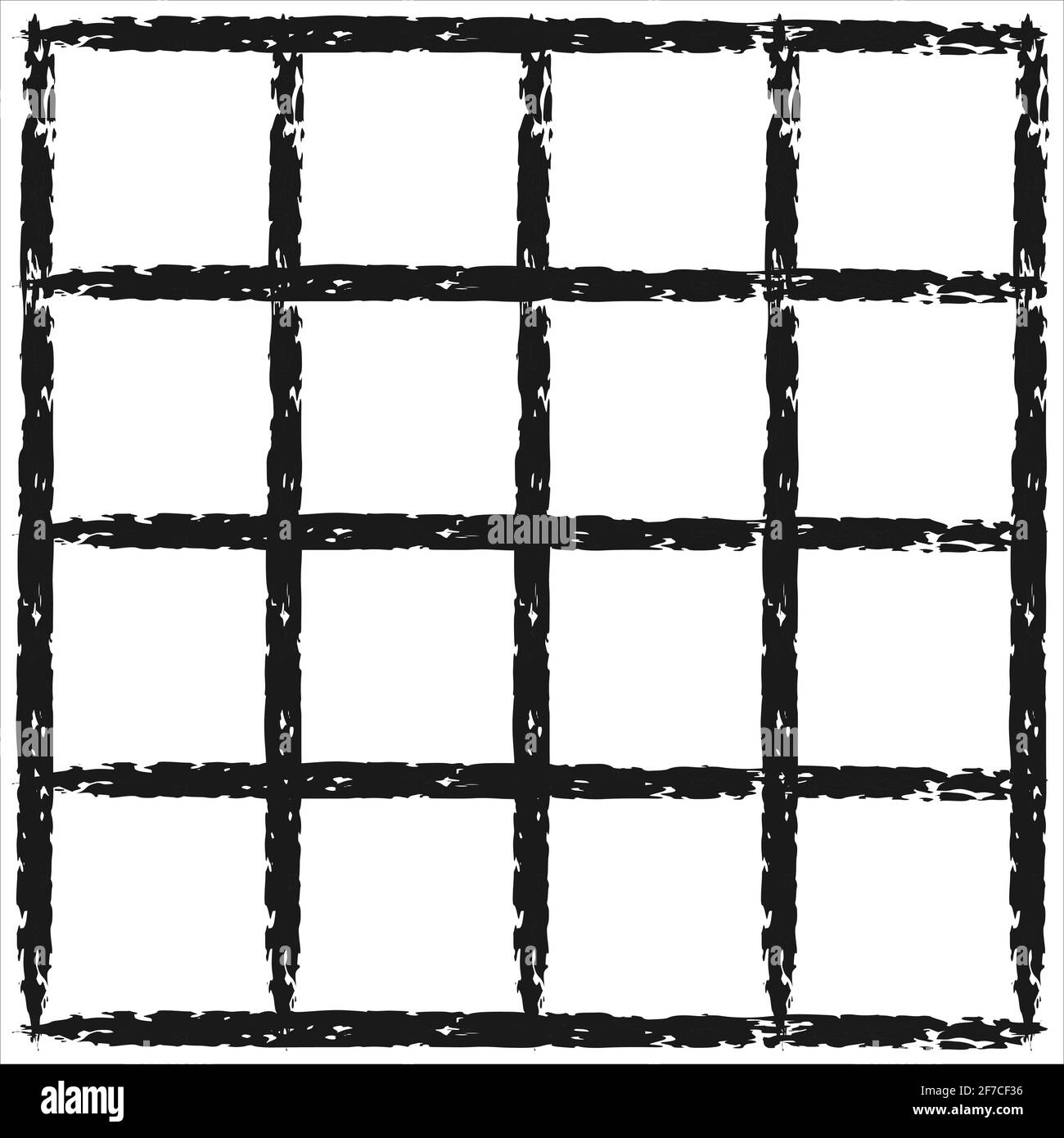 Motivo a griglia nera. Effetto grunge. Forma quadrata. Illustrazione vettoriale con texture su sfondo bianco. Isolato Illustrazione Vettoriale