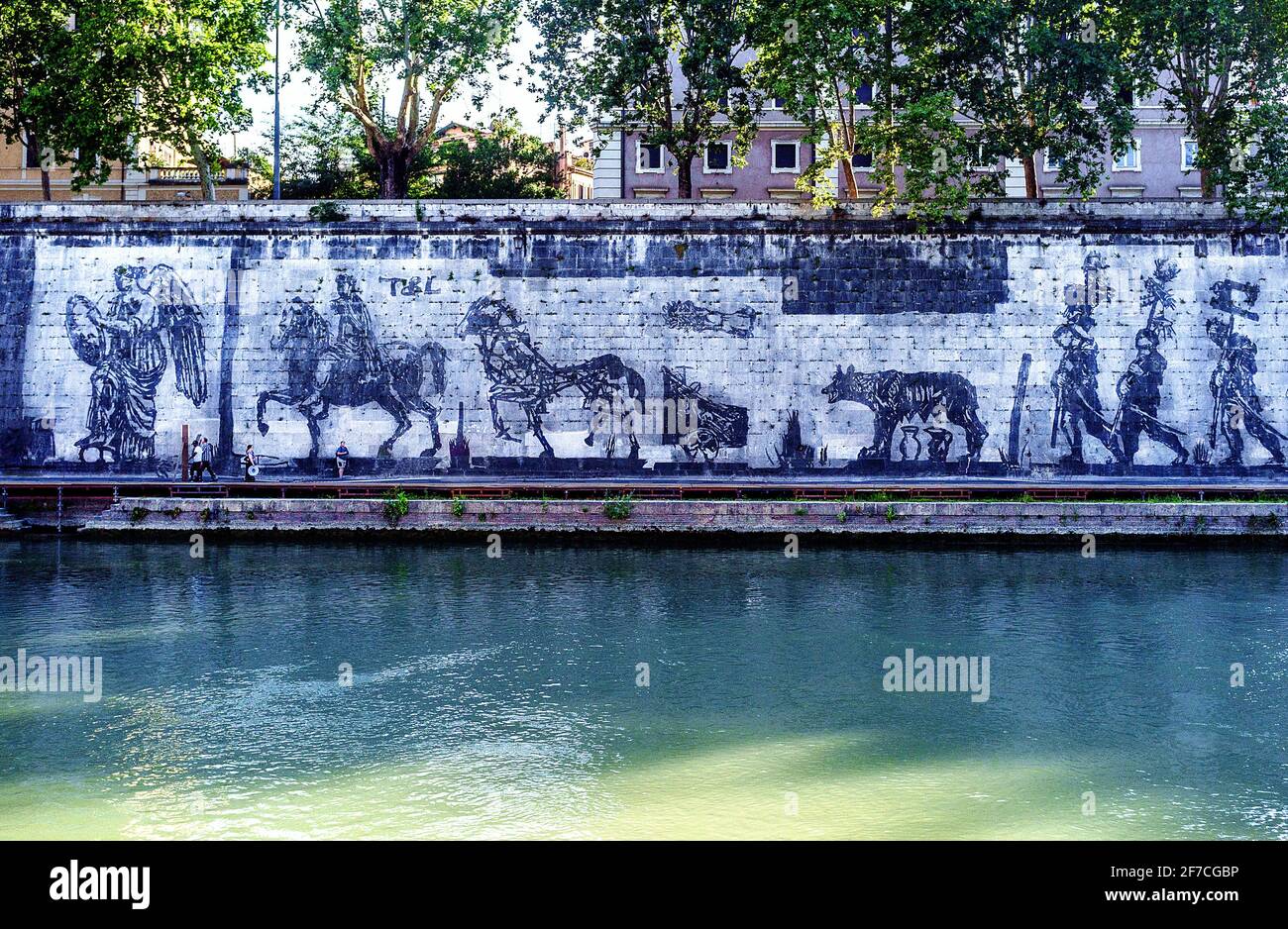 William Kentridge, artista, Lungotevere, River, Tevere, Roma, Lazio, Italia, Europa Foto Stock