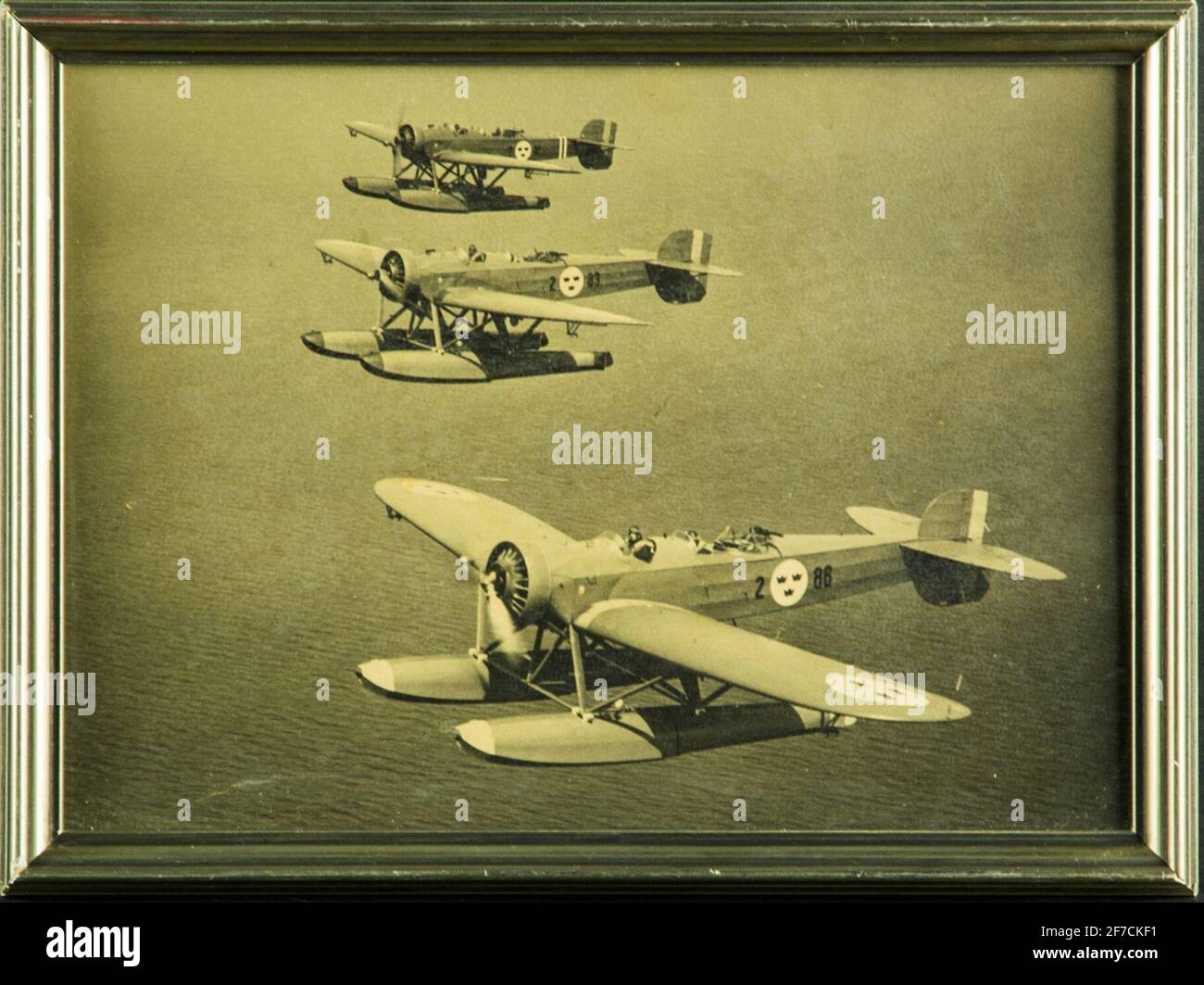 Tre idrovolanti p. S 5B numero 488 e S 5C numero 483 e 481. Foto incorniciata. Foto Stock