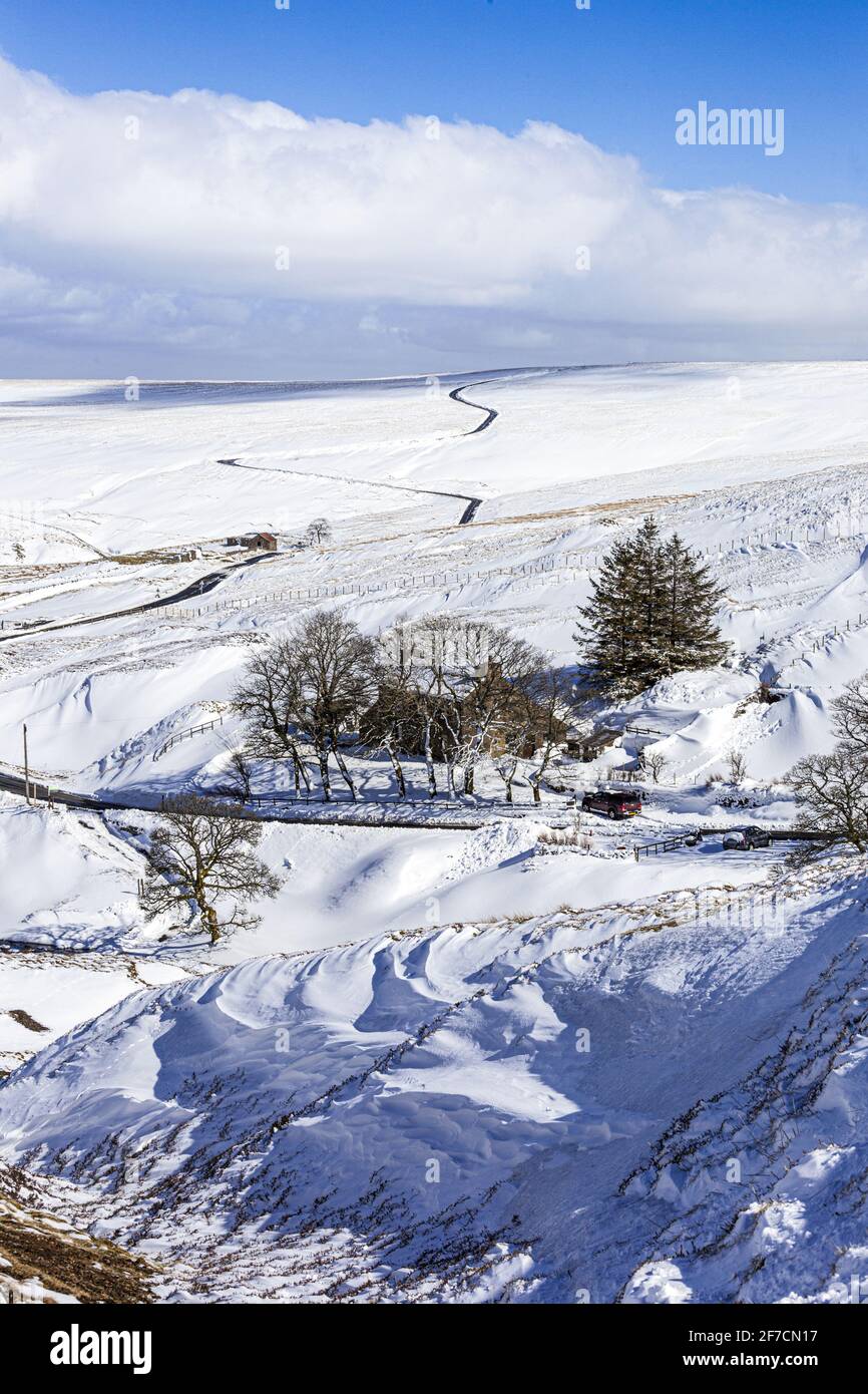 Inverno nei Pennines - UN paesaggio innevato a Coalcleugh, Northumberland UK Foto Stock