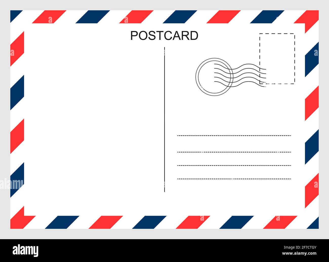 Cartolina, carta da viaggio vuota isolata sullo sfondo. Design grafico moderno Illustrazione Vettoriale