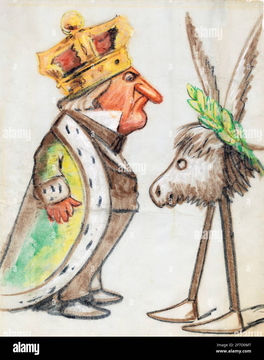 Caricatura del presidente degli Stati Uniti, Andrew Johnson, da parte del caricaturista e fumettista americano, Thomas Nast (1840-1902), pastello su carta, 1873 Foto Stock