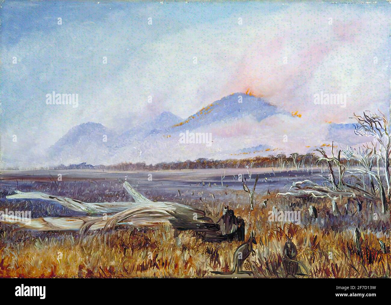 John William North - Bush Fire Sunset Queensland 1880 Foto Stock