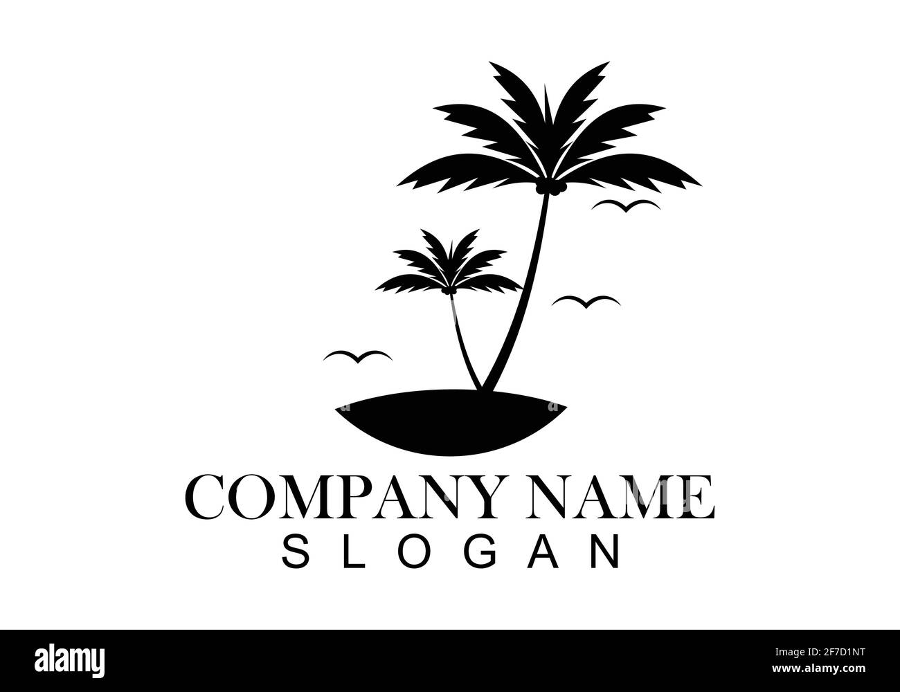 Illustrazione del modello vettoriale del disegno del logo estivo di Palm tree. Illustrazione Vettoriale