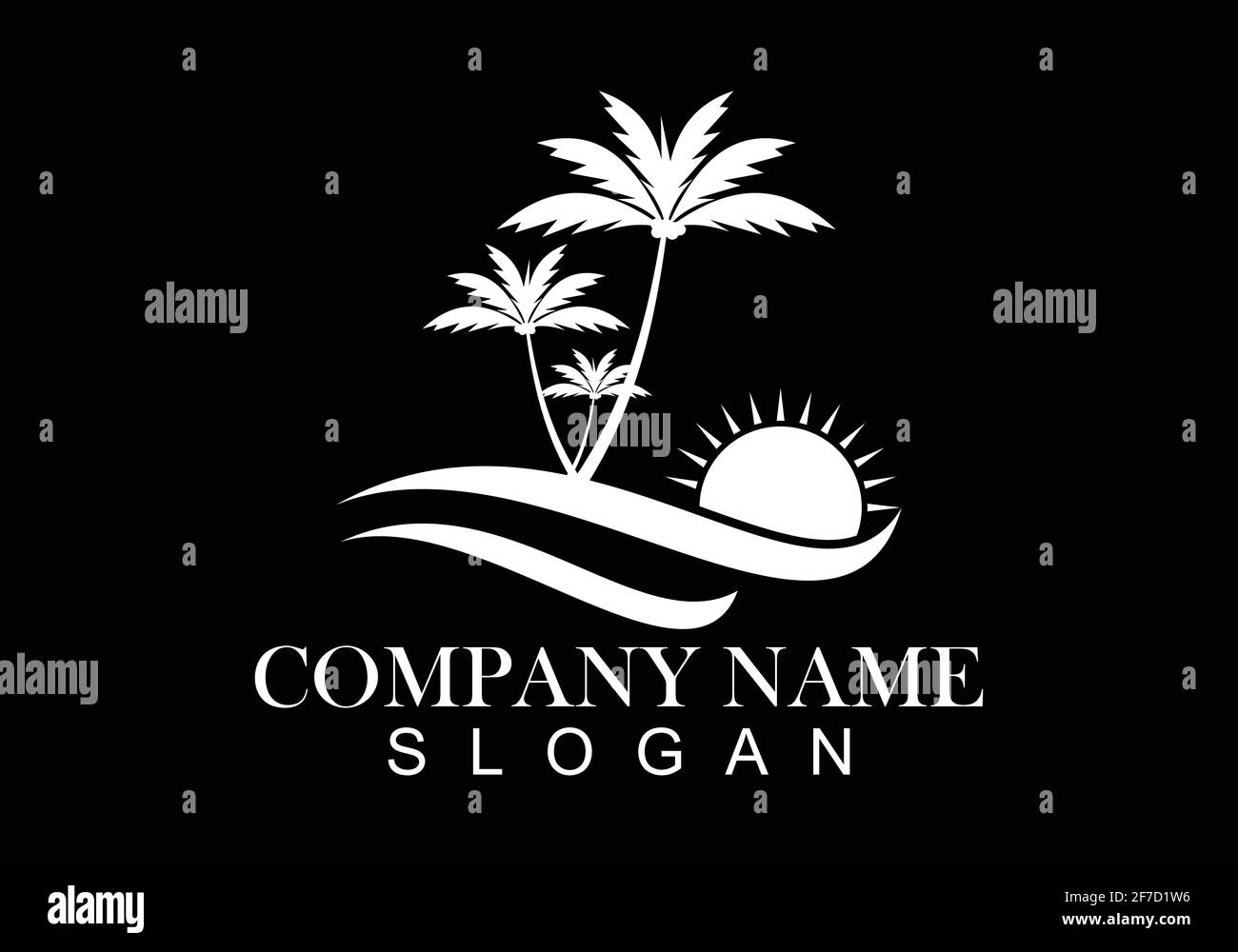 Illustrazione del modello vettoriale del disegno del logo estivo di Palm tree. Illustrazione Vettoriale