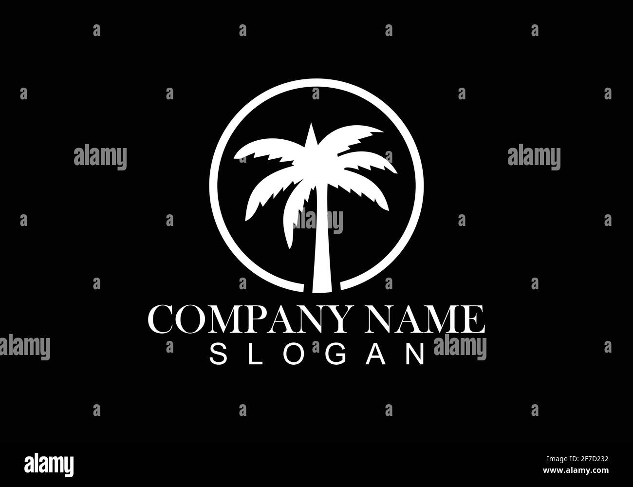 Illustrazione del modello vettoriale del disegno del logo estivo di Palm tree. Illustrazione Vettoriale