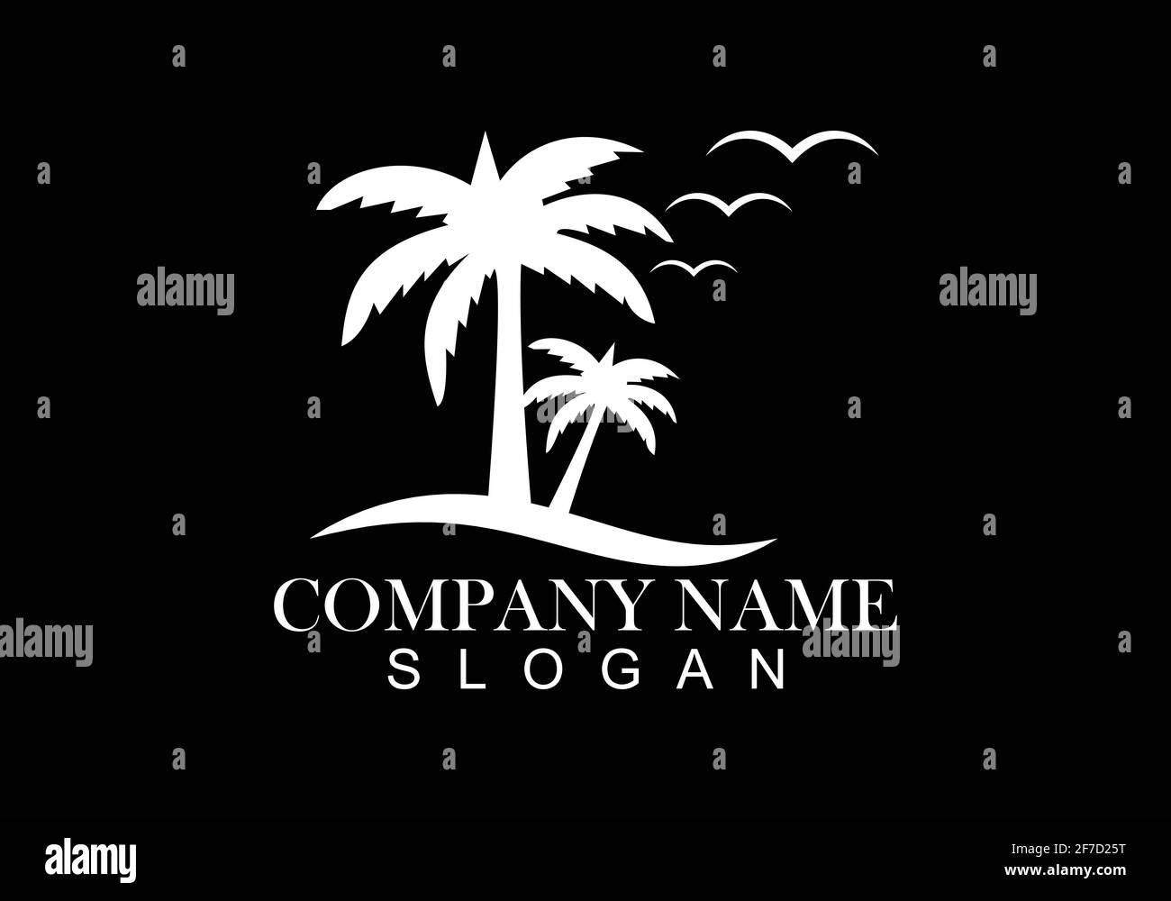 Illustrazione del modello vettoriale del disegno del logo estivo di Palm tree. Illustrazione Vettoriale