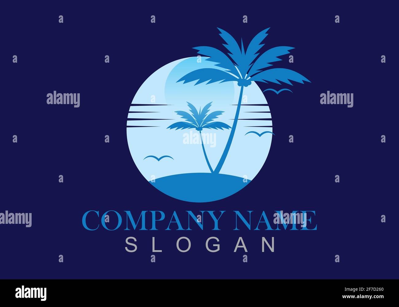Illustrazione del modello vettoriale del disegno del logo estivo di Palm tree. Illustrazione Vettoriale