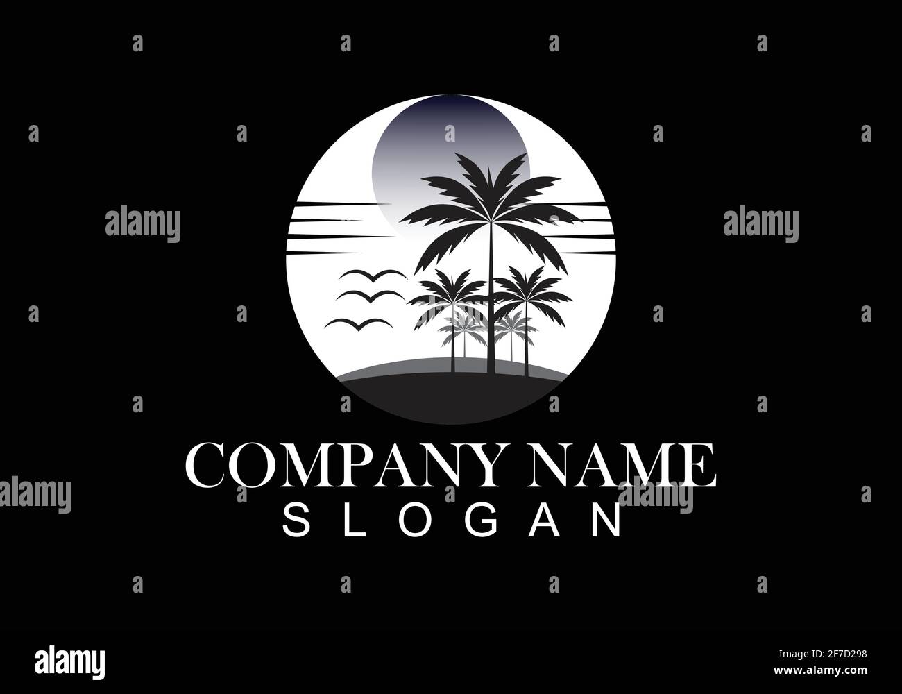 Illustrazione del modello vettoriale del disegno del logo estivo di Palm tree. Illustrazione Vettoriale