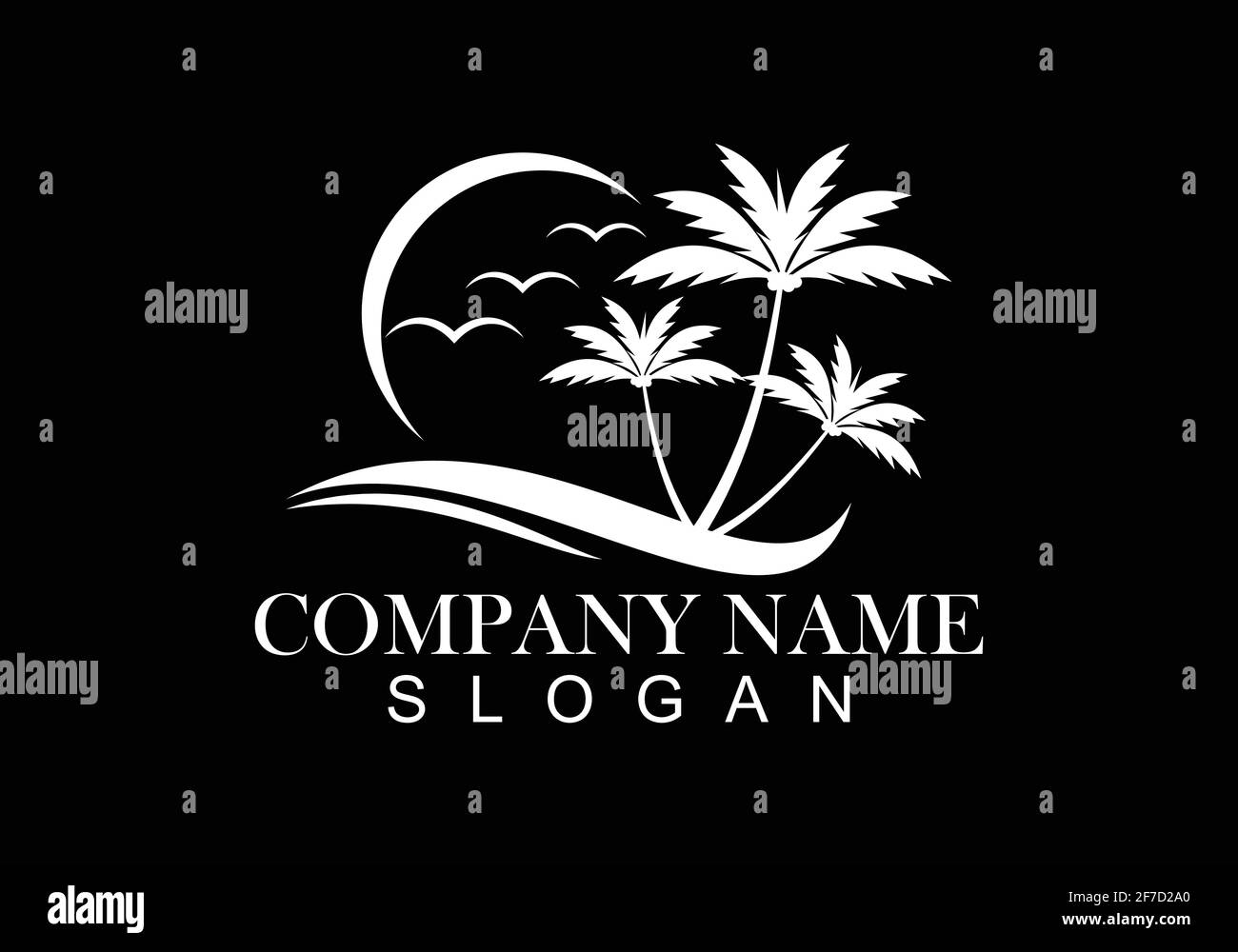 Illustrazione del modello vettoriale del disegno del logo estivo di Palm tree. Illustrazione Vettoriale