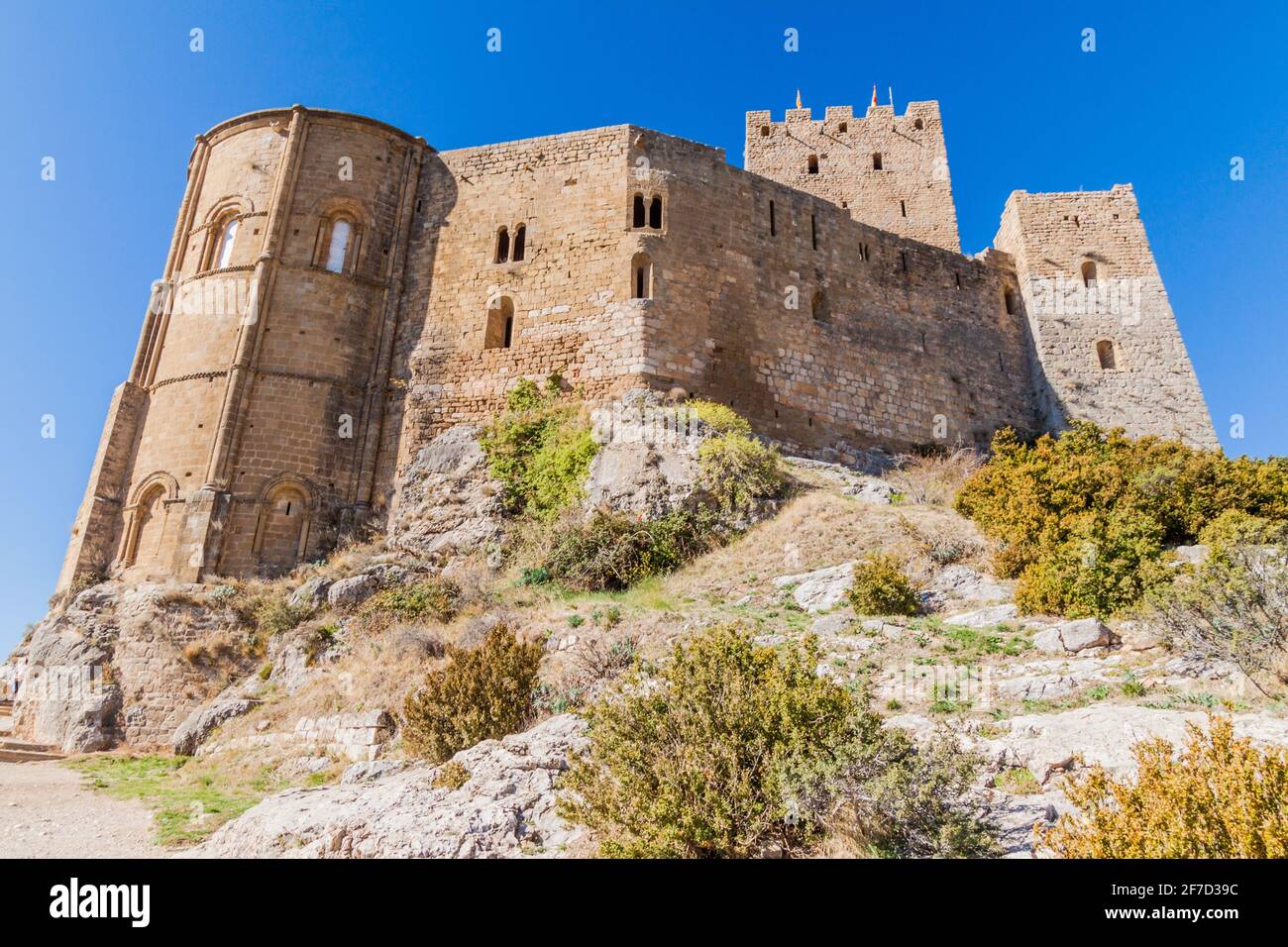Castello romanico Loarre in provincia di Aragon, Spagna Foto Stock