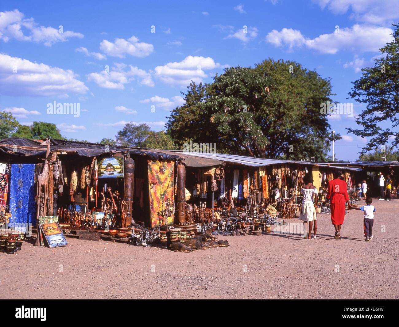 African negozi di souvenir, Victoria Falls (Mosi-oa-Tunya), Livingstone, sud della provincia, Zambia Foto Stock