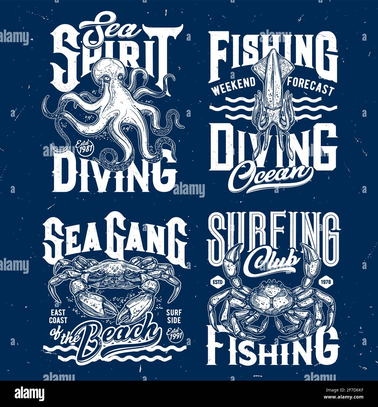 La T-shirt stampa animali vettoriali sott'acqua Illustrazione Vettoriale
