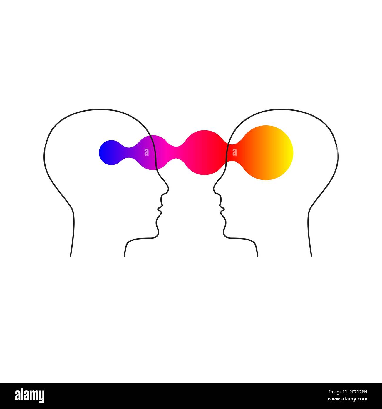 Intelligenza emotiva, logo due profili umani, icona coaching, psicologo, simbolo empatia, psichiatra, terapia, segno psicologico. Illustrazione vettoriale Illustrazione Vettoriale