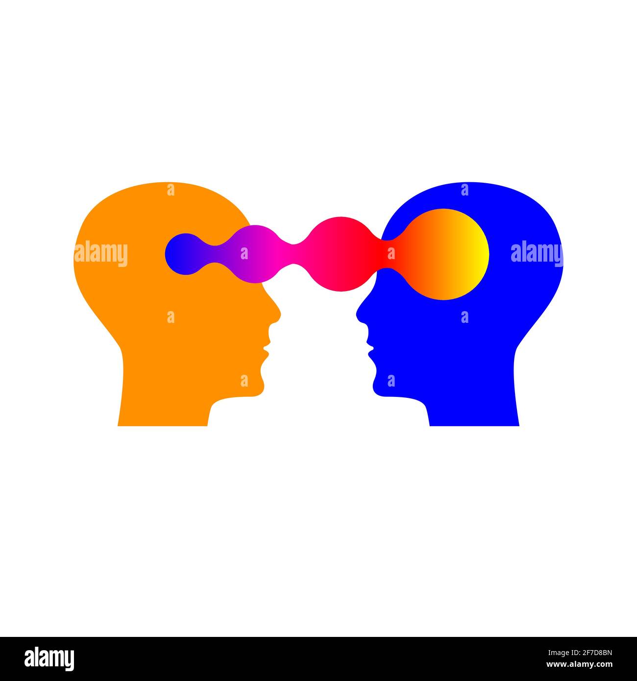 Intelligenza emotiva, logo due profili umani, icona coaching, psicologo, simbolo empatia, psichiatra, terapia, segno psicologico. Illustrazione vettoriale Illustrazione Vettoriale