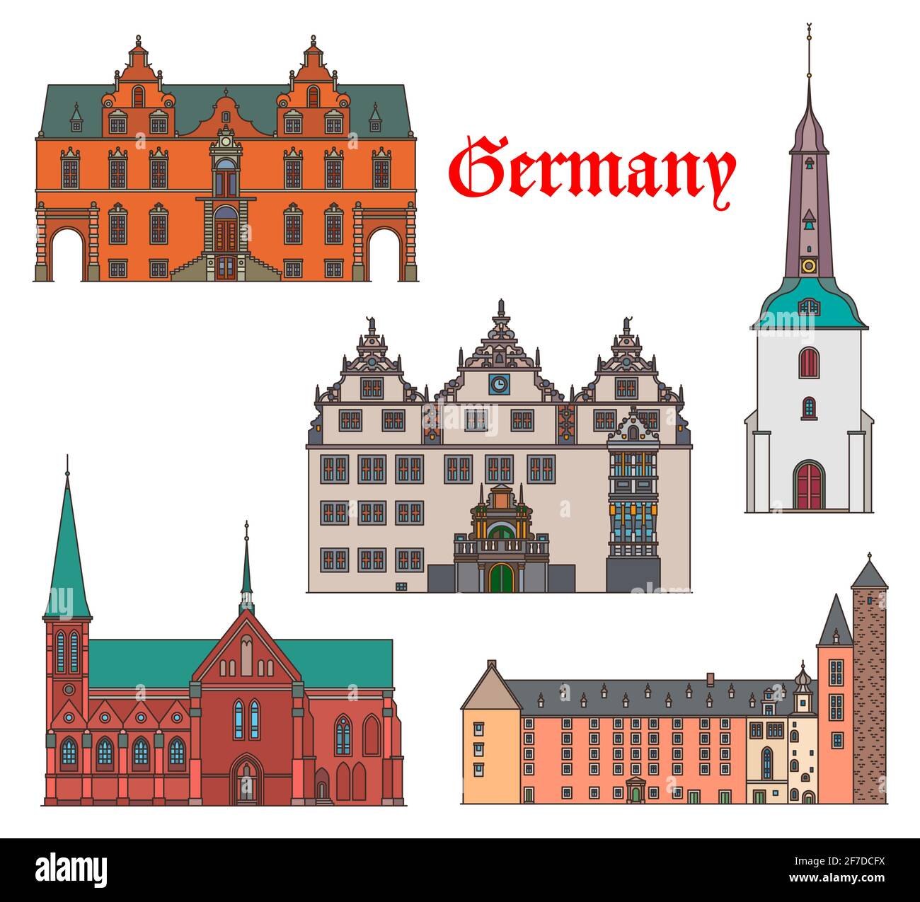 Germania viaggio monumenti storici di Schleswig Holstein Illustrazione Vettoriale