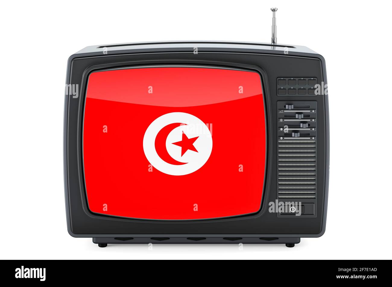 Concetto di televisione tunisina. TV con bandiera della Tunisia. Rendering  3D isolato su sfondo bianco Foto stock - Alamy