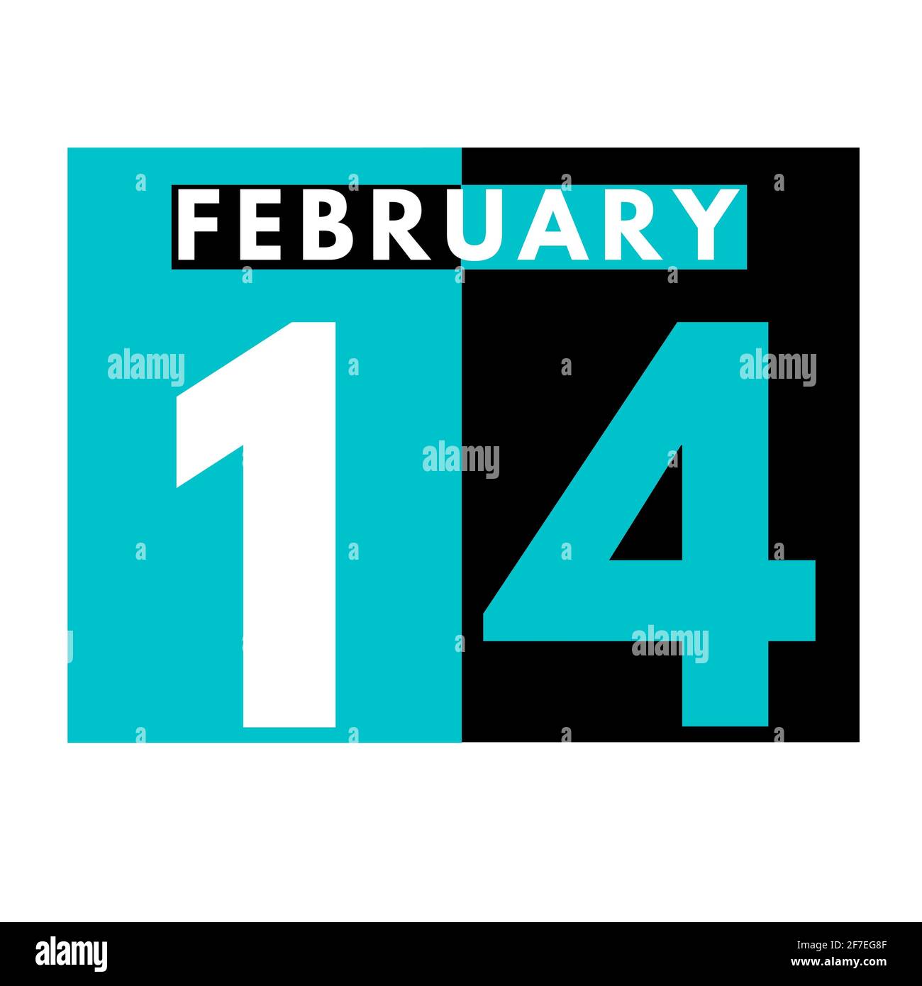Febbraio 14 . Icona calendario giornaliero flat .date ,giorno, mese .calendario per il mese di febbraio Foto Stock