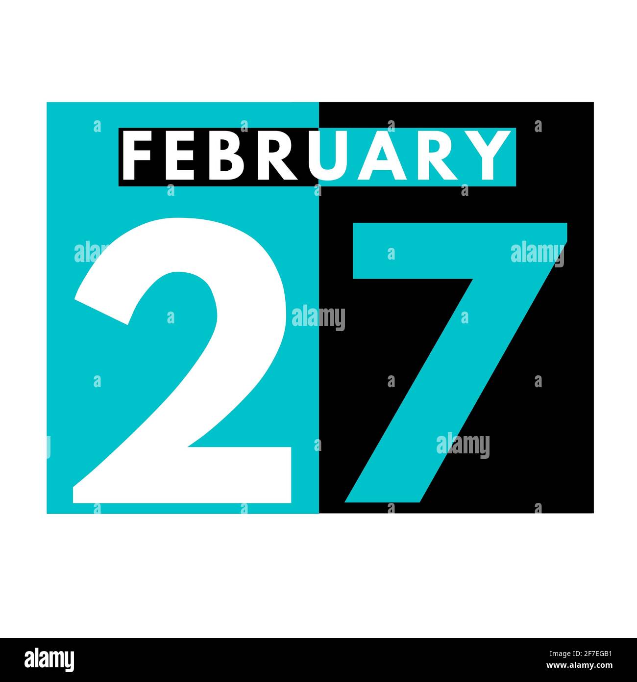 Febbraio 27 . Icona calendario giornaliero flat .date ,giorno, mese .calendario per il mese di febbraio Foto Stock