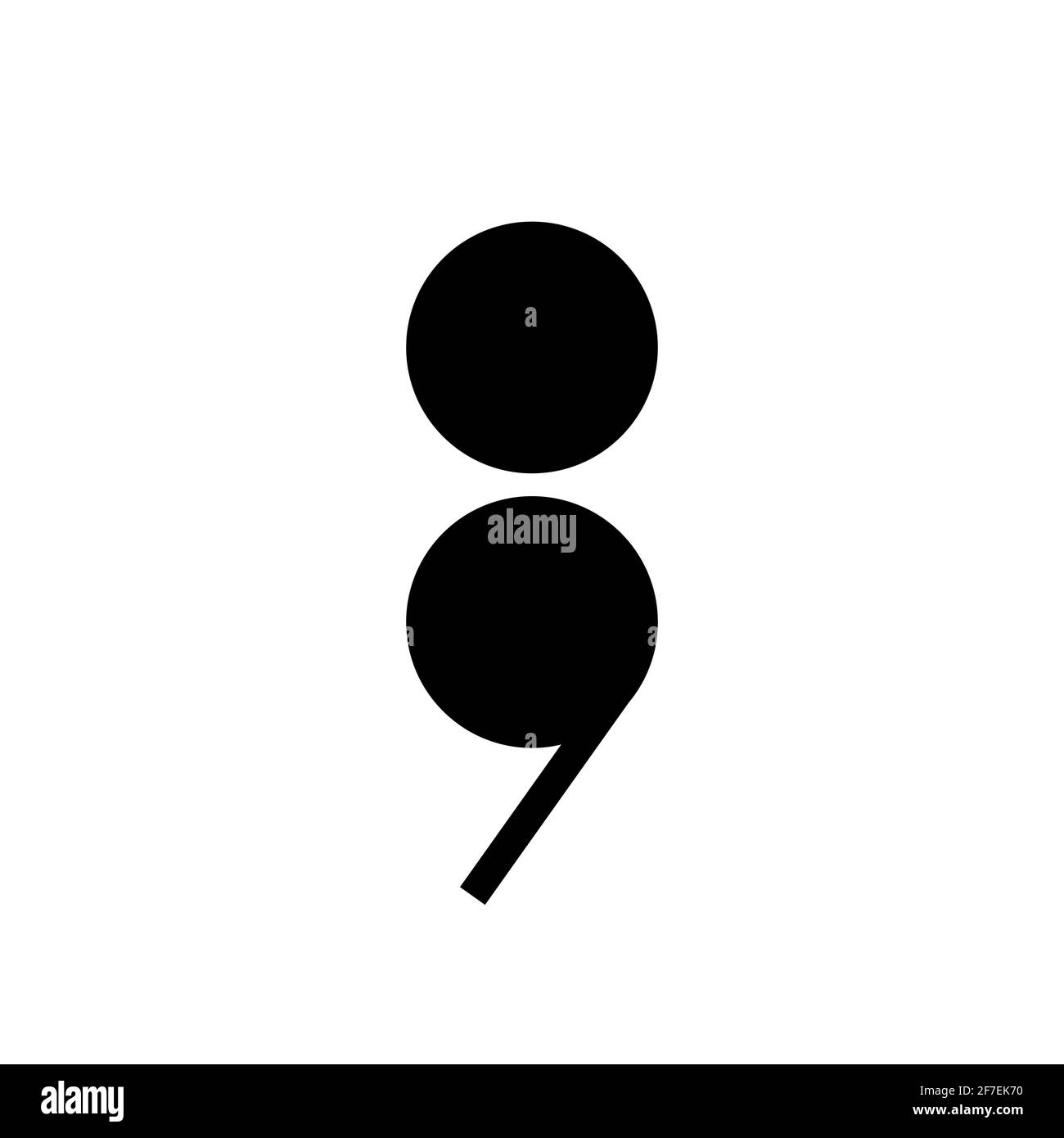 Punto e virgola nero isolato su bianco. Icona punteggiatura piatta. Illustrazione vettoriale. Logo preventivo. Cartello chat. Citazione Illustrazione Vettoriale