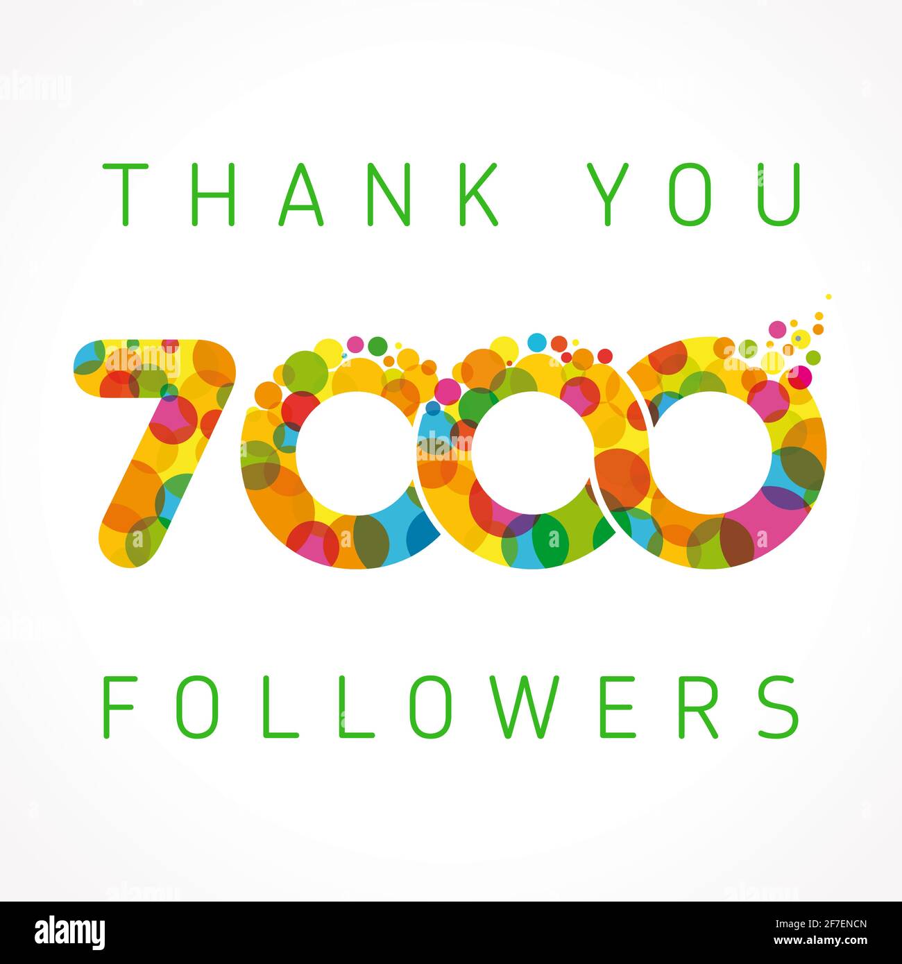Grazie 7000 Followers card. Grazie colore per 7 K persone seguenti. A settemila piace la celebrazione. Modello grafico astratto isolato. Ho Illustrazione Vettoriale