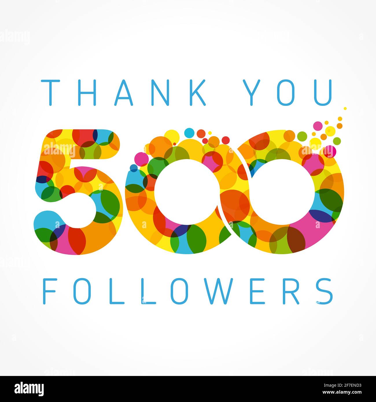 Grazie 500 Followers card. Grazie colore per le seguenti persone. A cinquecento piace la celebrazione. Modello grafico astratto isolato. Vacanza i Illustrazione Vettoriale