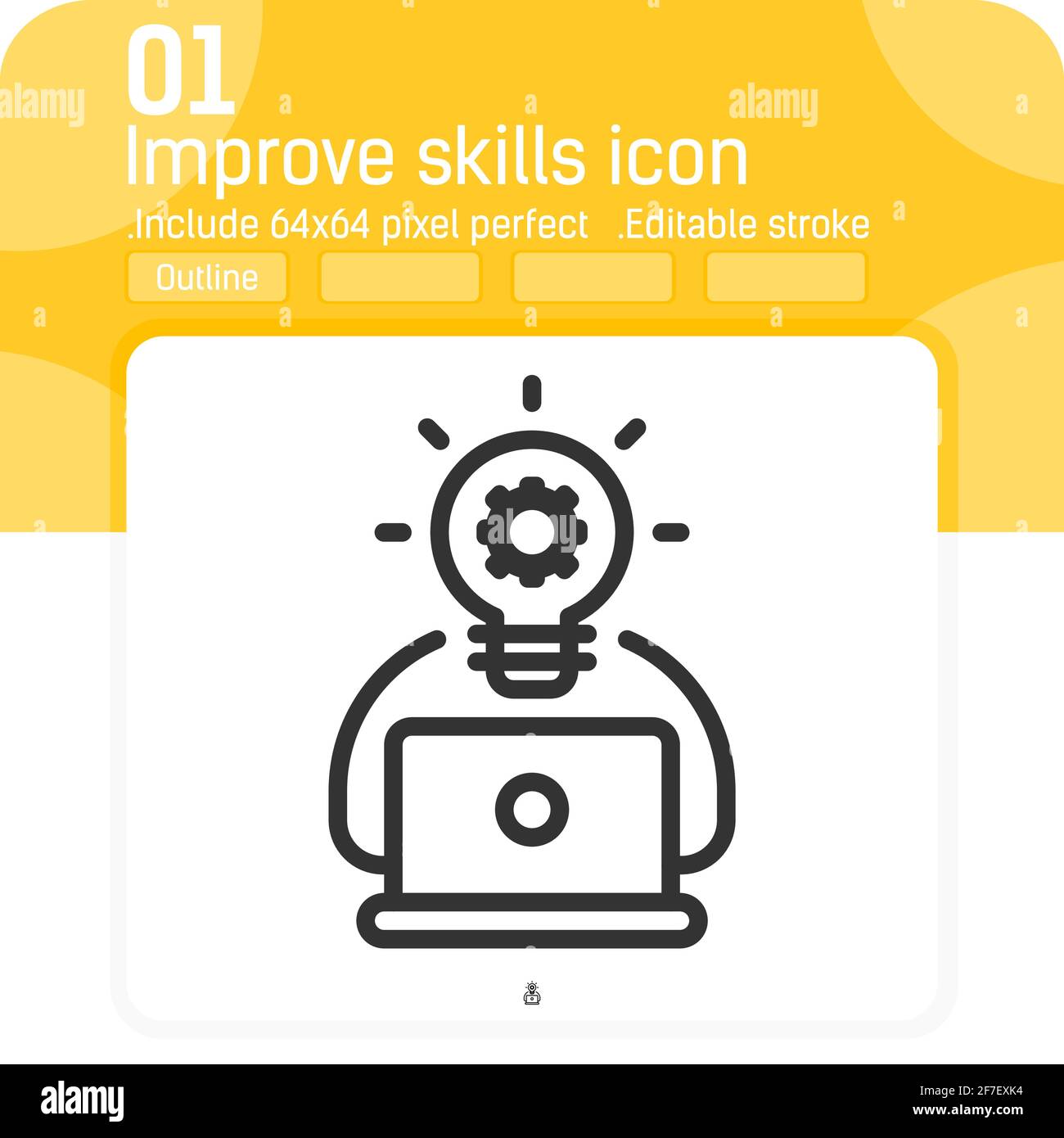 migliorare l'icona di skills premium con lo stile del contorno isolato su sfondo bianco. Modello di progettazione concettuale per il miglioramento dell'illustrazione vettoriale per grafica, web Illustrazione Vettoriale