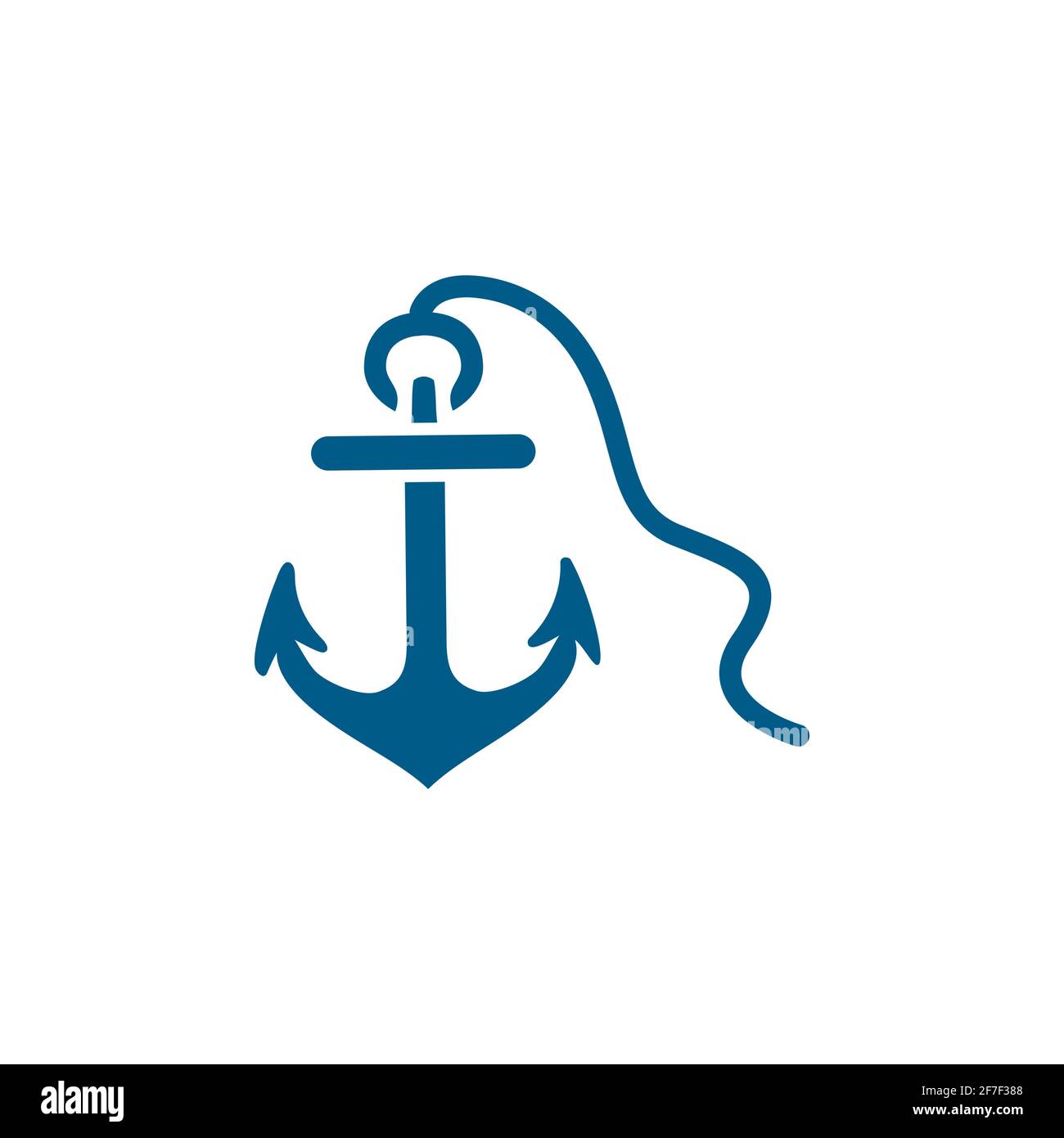 Ancora icona blu su sfondo bianco. Illustrazione vettoriale Blue Flat Style. Illustrazione Vettoriale