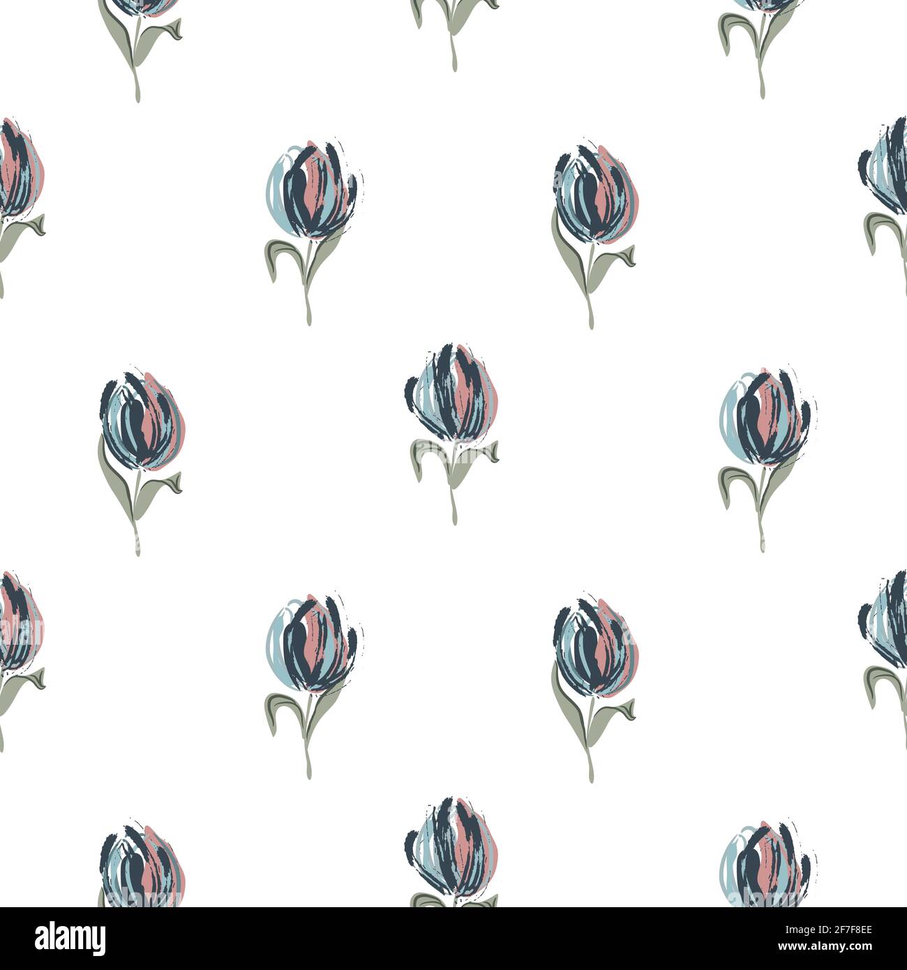 Tulipani senza cuciture primavera fiori illustrazione. Stampa in tessuto con motivo floreale. Illustrazione Vettoriale